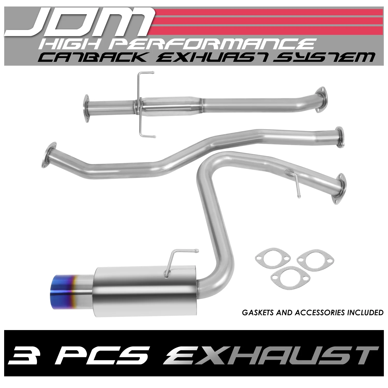 For 05-10 Scion tC 2.4L Performance Cat-Back Exhaust System w/4" Titanium Style Muffler Tip - Image 5