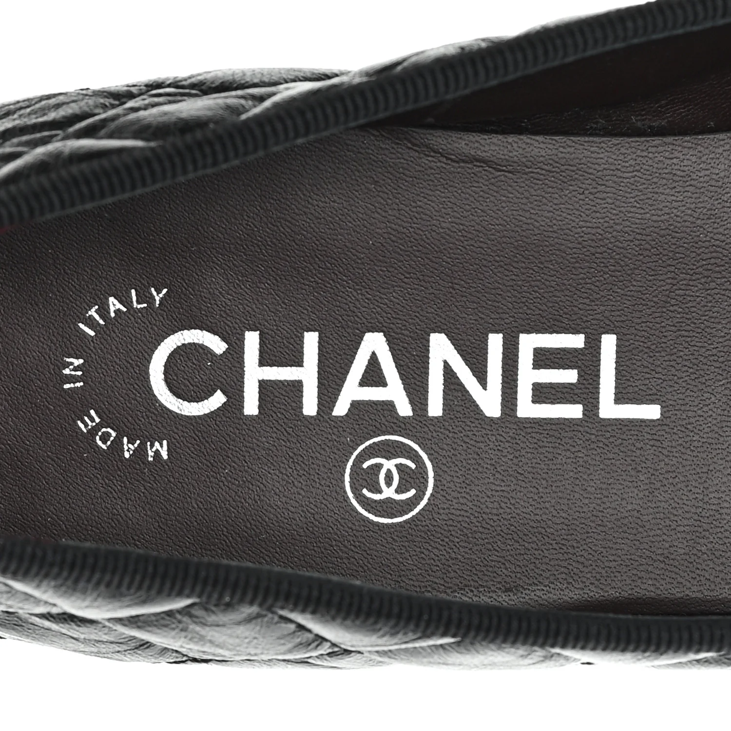 Aged Calfskin Quilted CC Cap Toe Ballerina Flats 37.5 Black