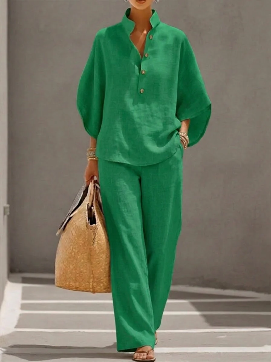 Mariel | Ensemble avec manches chauve-souris et pantalon ample.