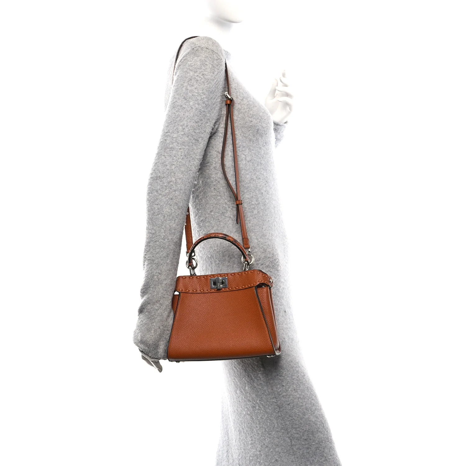 Cuoio Romano Snakeskin Selleria Mini Peekaboo Iconic Satchel Cappuccino