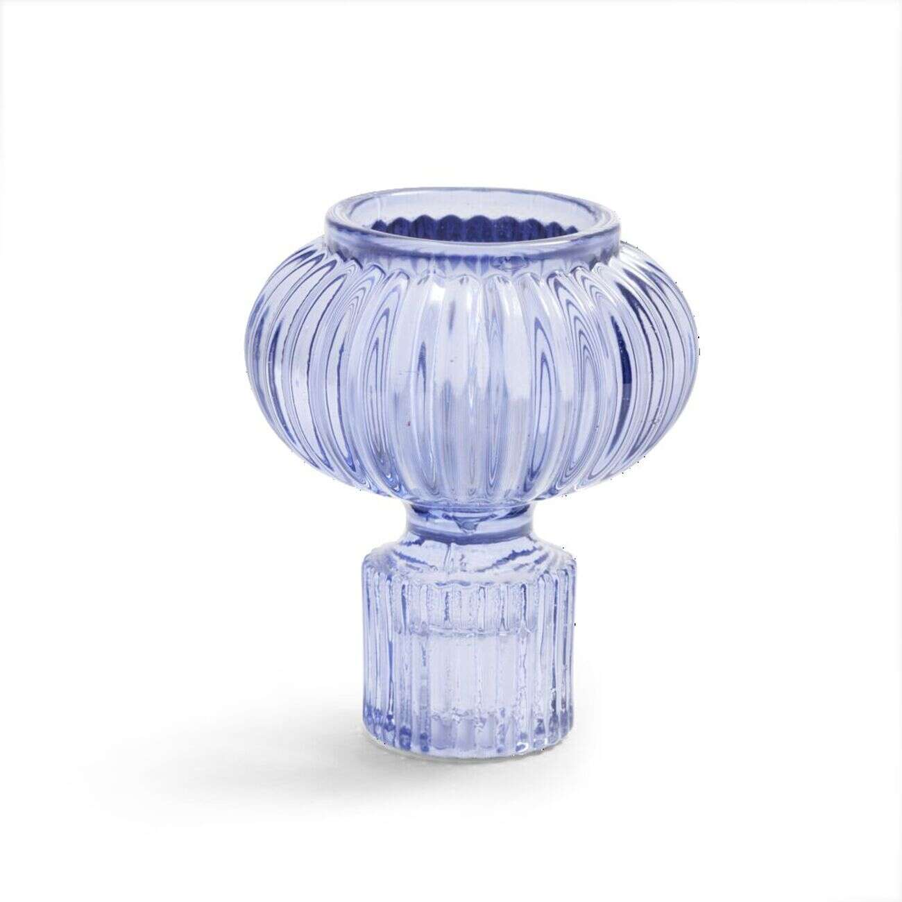 Bougeoir verre bleu Ø7,5xH9cm