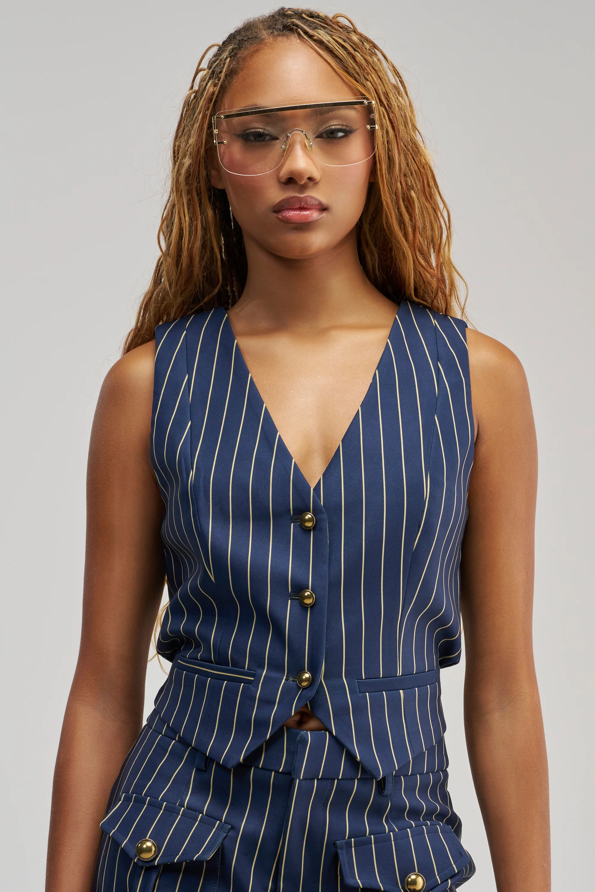 SUNDAY PINSTRIPE VEST - Akira Store