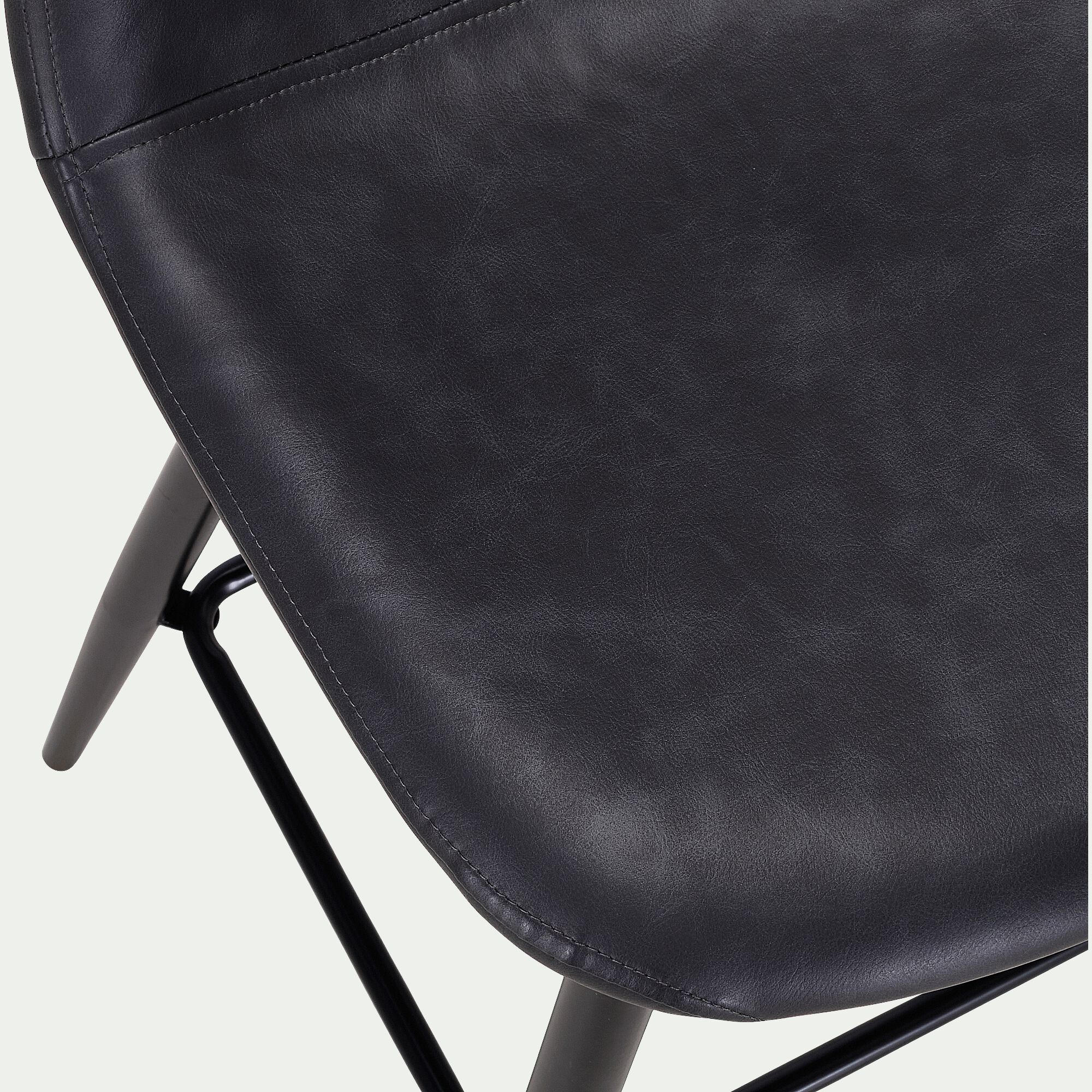LOANA - Chaise de bar en simili - noir H66cm