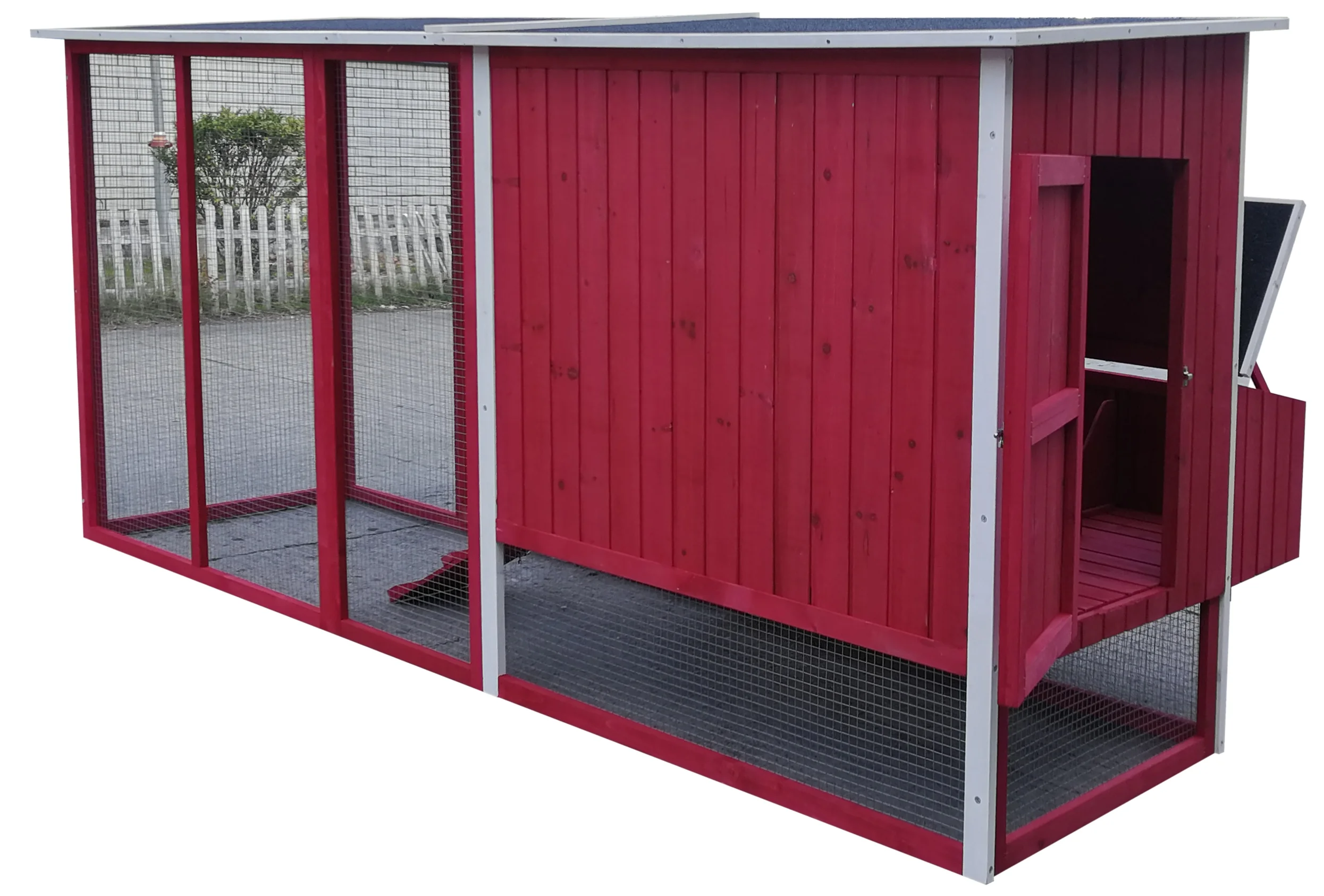 Wooden Portable Backyard Chicken Coop and Run with Chicken Coops, Red Fits 4 - 6 Chickens