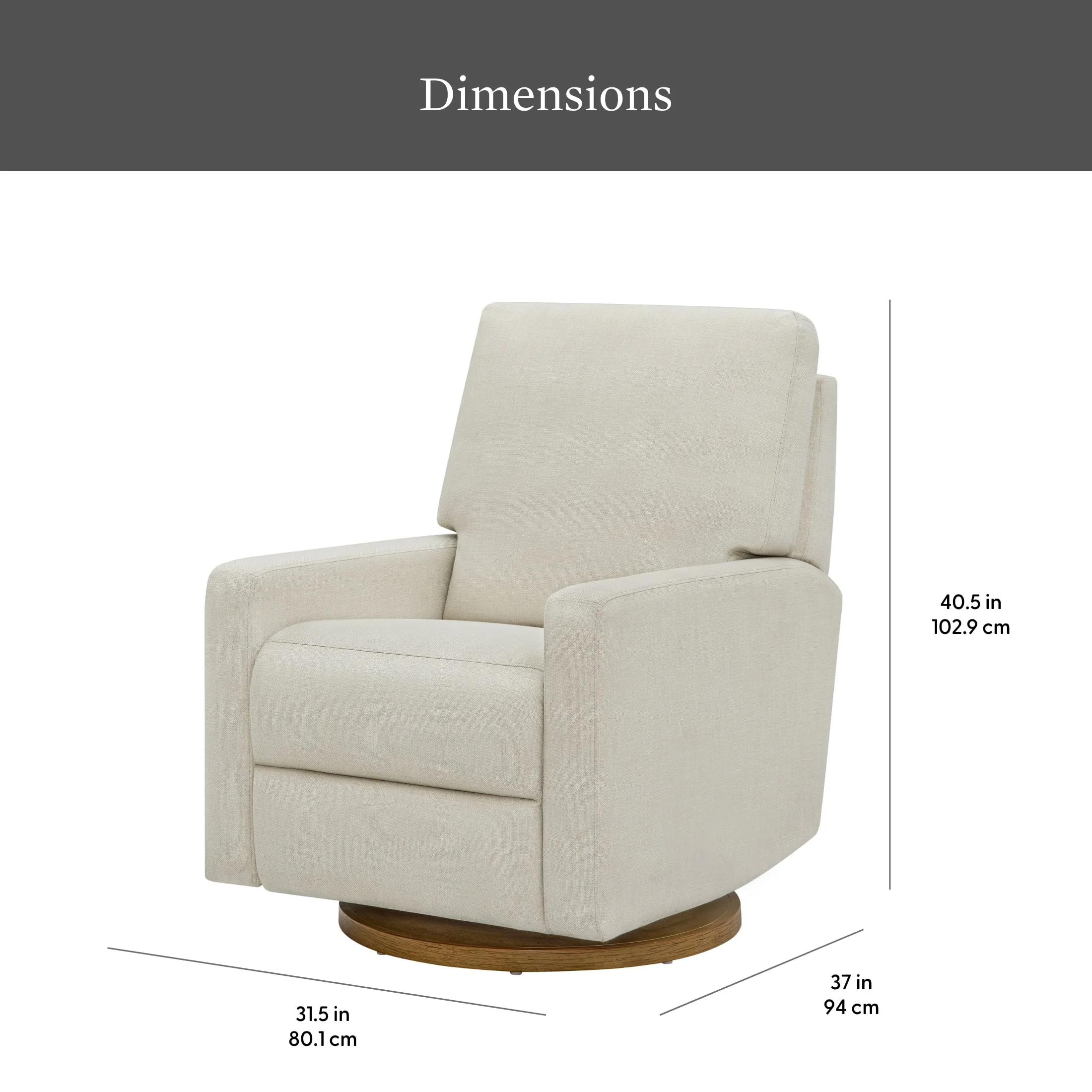 Better Homes & Gardens Modern Farmhouse Glider Recliner, Taupe Faux Leather