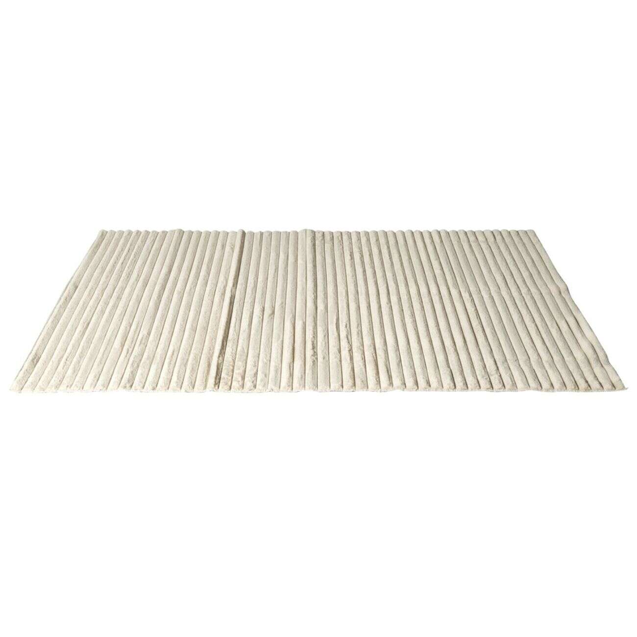 Tapis déco fourrure rayé 120x170cm (2 modèles taupe ou beige)