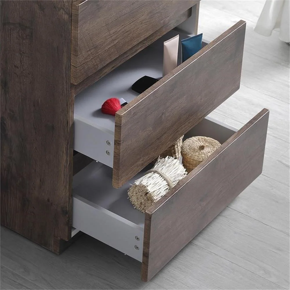 Lazzaro 24" Rosewood Free Standing Modern Bathroom Cabinet w/ Integrated Sink(Brown) - Image 7
