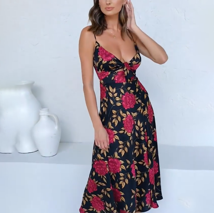 Robe imprimée à bretelles élégante style vacances