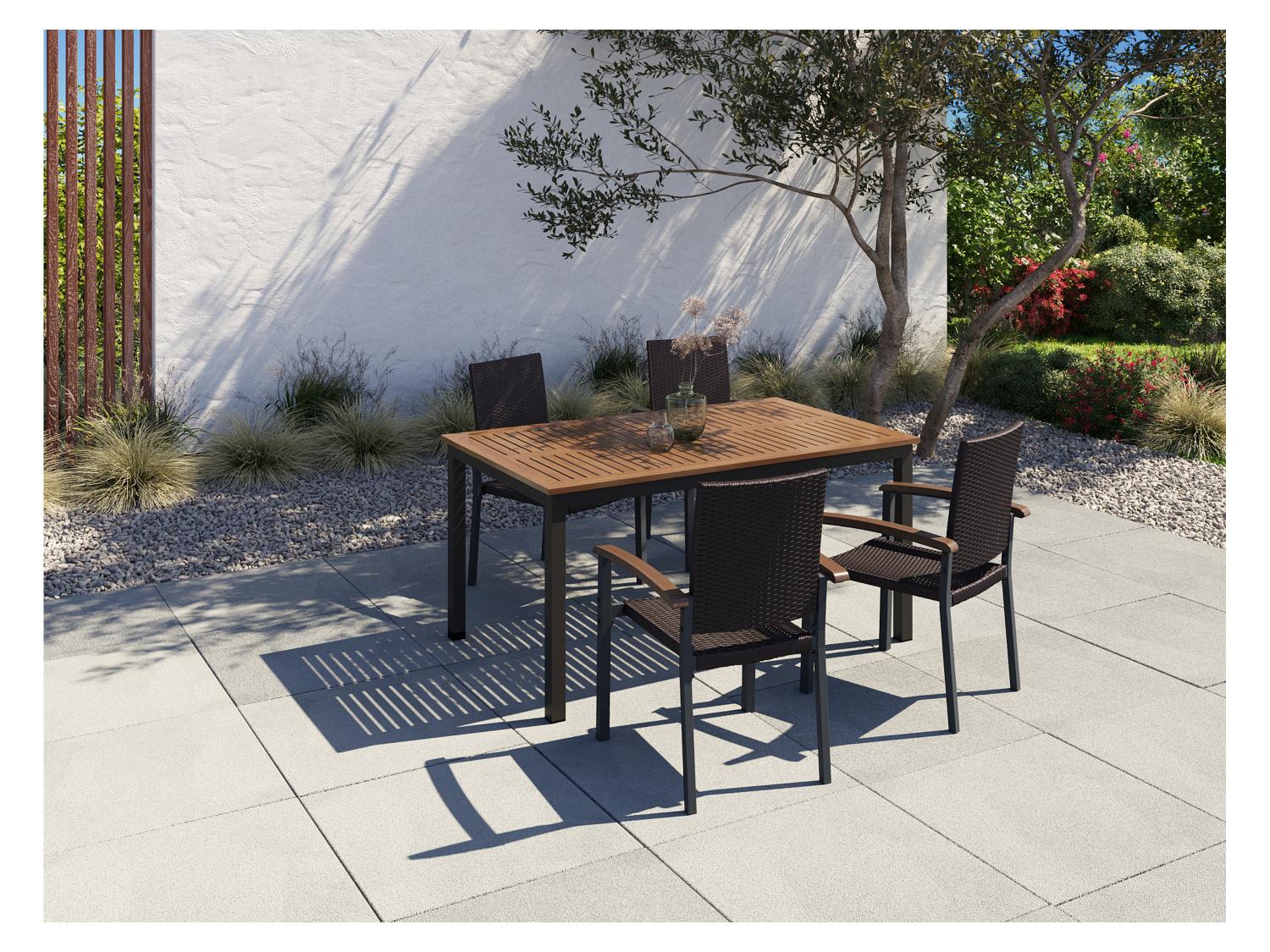 LIVARNO home Table de jardin + Lot de 4 fauteuils Valencia