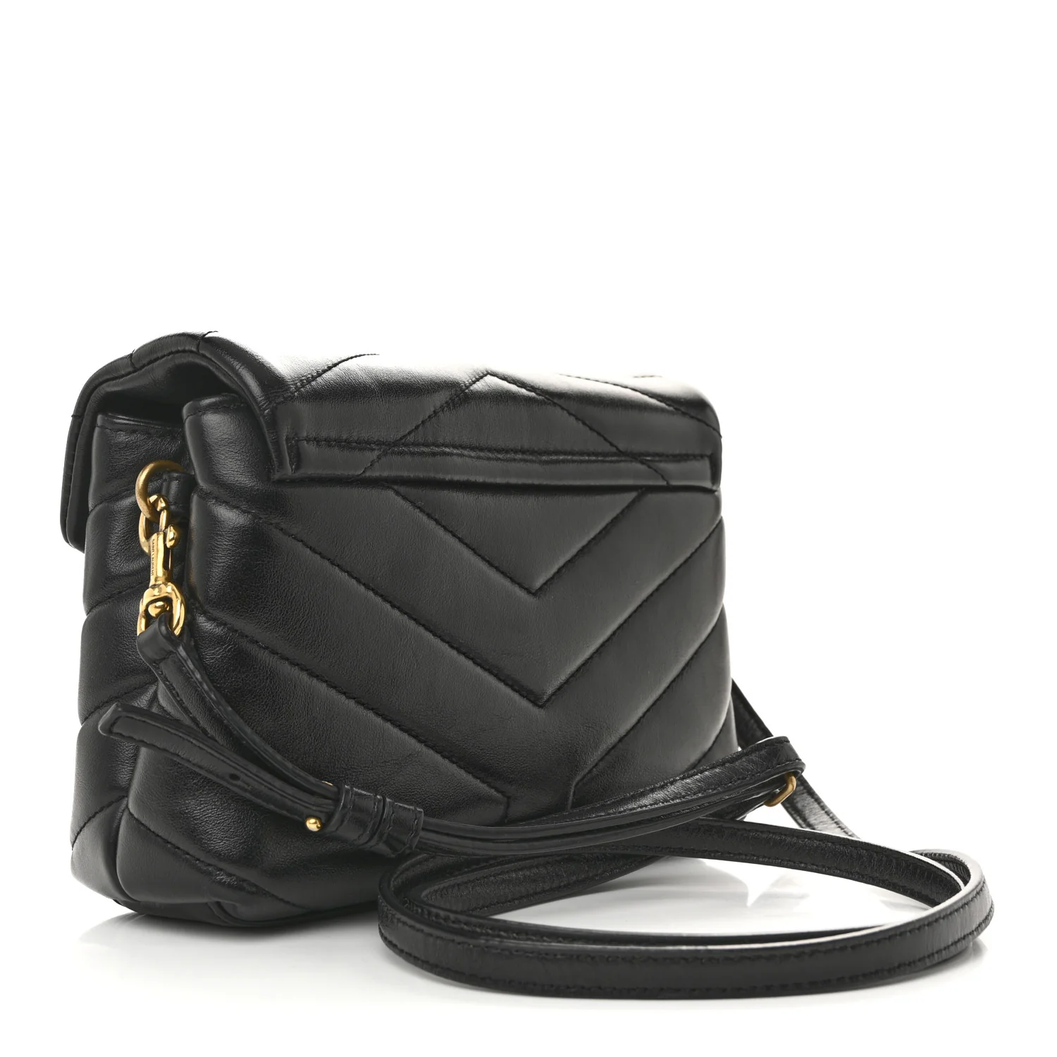 Calfskin Y Quilted Monogram Toy Loulou Crossbody Bag Black