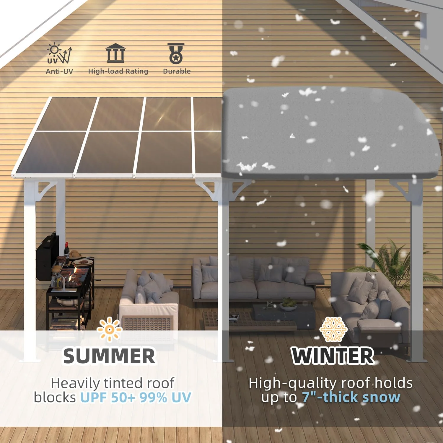 AECOJOY 14'x8' Wall Mounted Gazebos Pergola, White