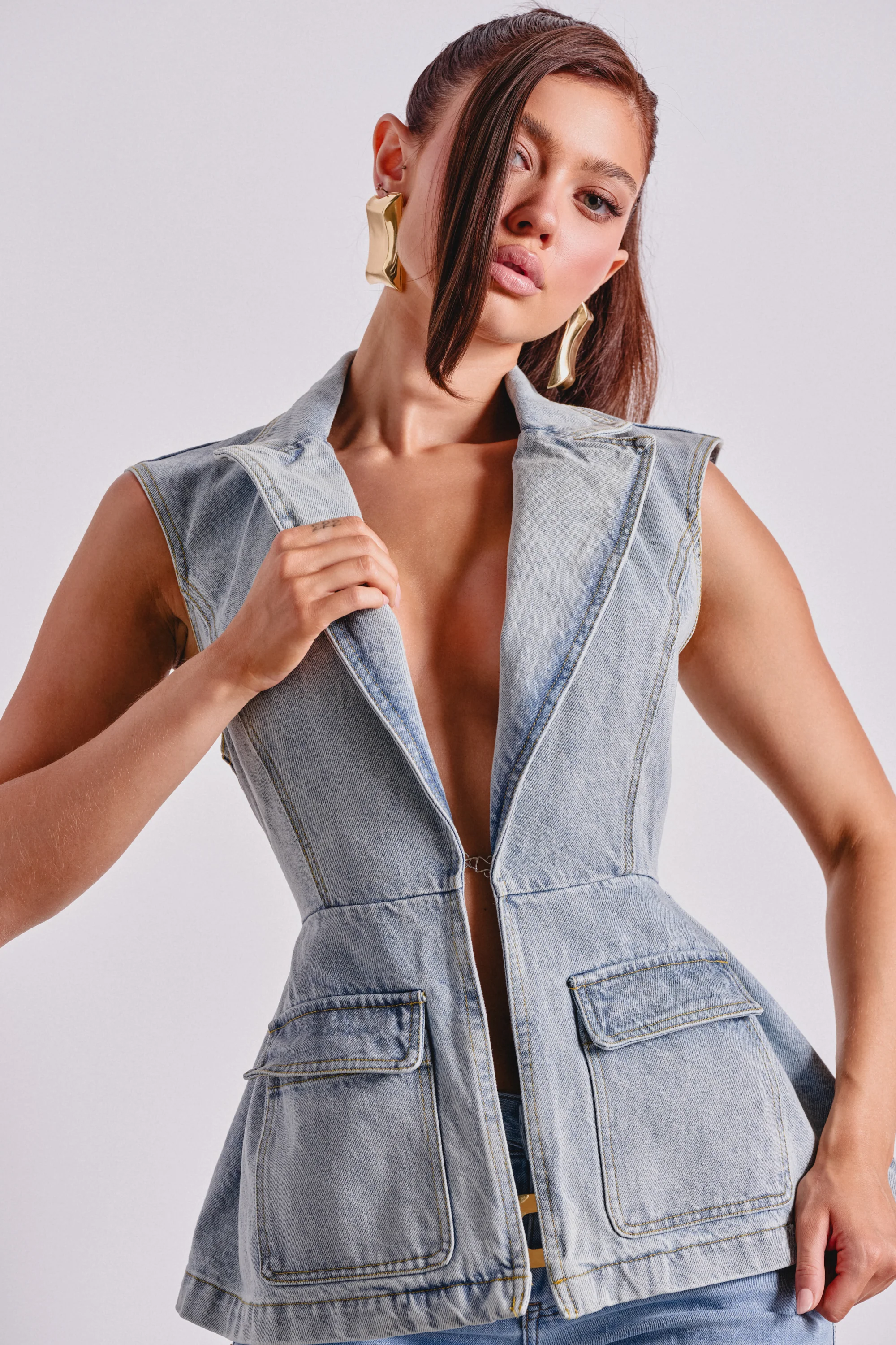 SCOUT DENIM BLAZER VEST - Akira Store