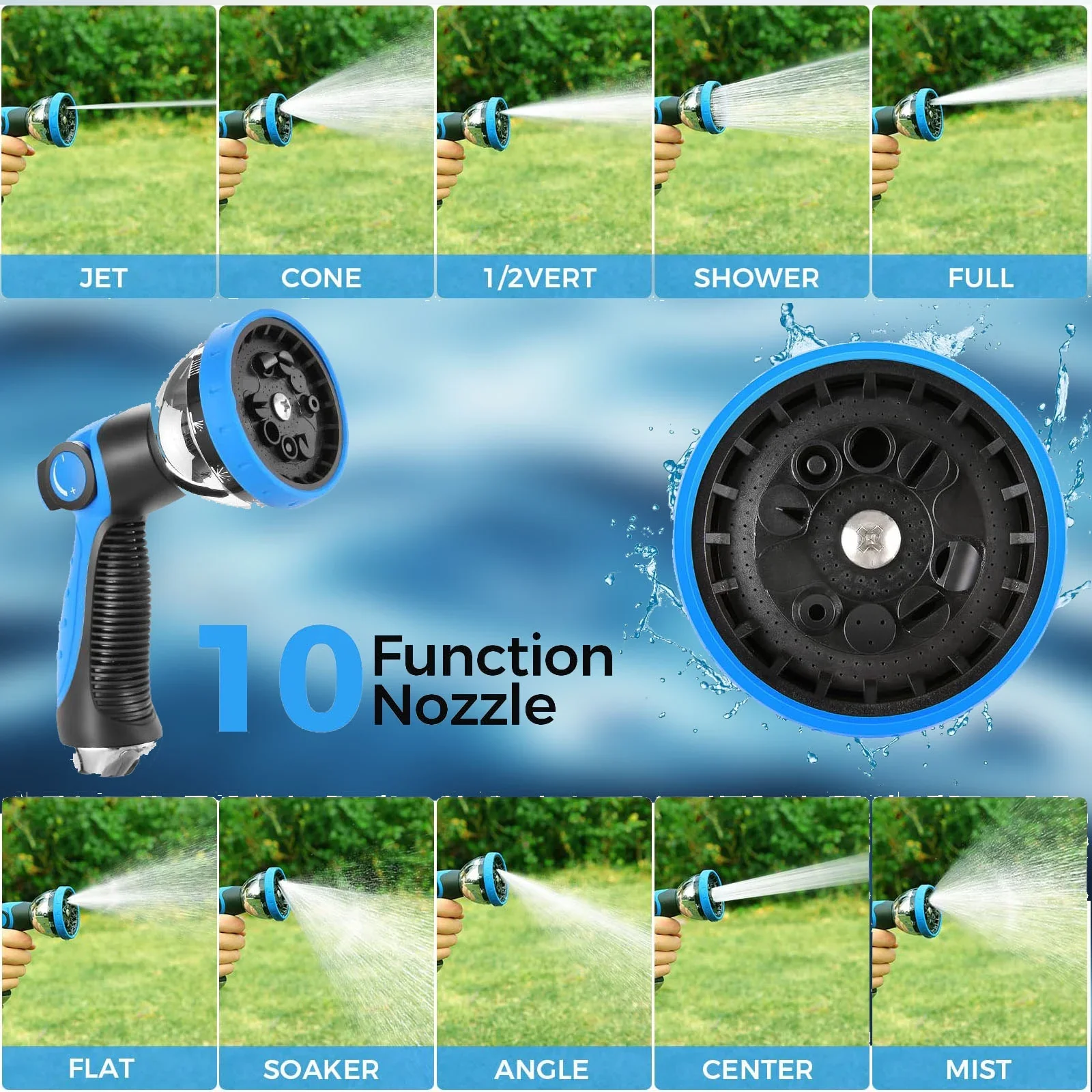 Legooin? Retractable Garden Water Hose Reel, Heavy Duty 131FT with 10-Function Nozzle, Wall Mount, Automatic Rewind, Any Length Lock, 180�� Swivel