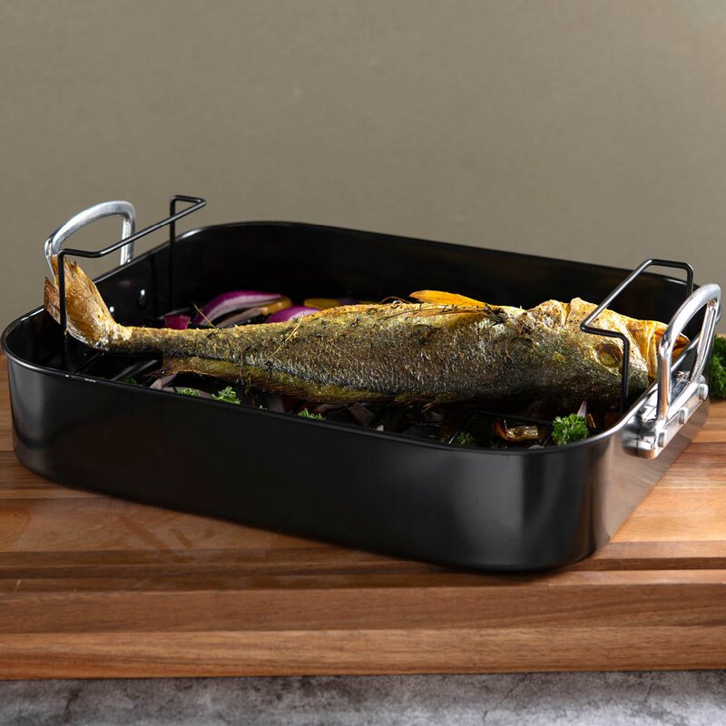 Kitchen Essentials ildfast form med håndtak 40x32x12 cm stål/svart