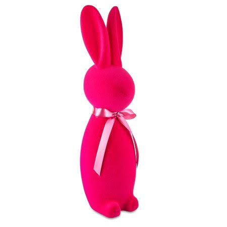 Easter Flocked Bunny Decor, Magenta, 27 inch, Way to Celebrate, Pink