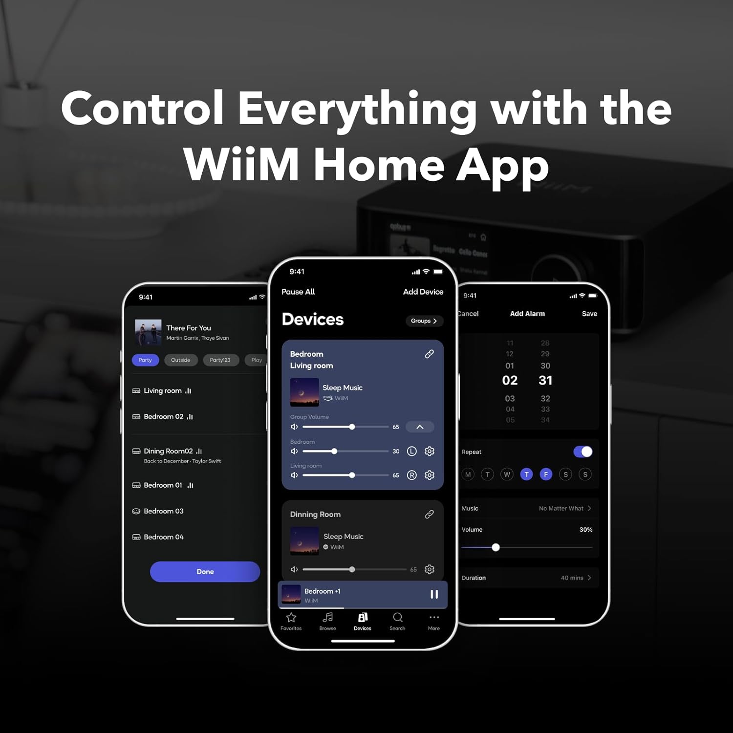 WiiM Amp Ultra with Voice Remote 2 | 100W Streaming Amplifier with Premium ESS ES9039Q2M DAC & Dual TI TPA3255 Amps | Built-in RoomFit EQ & Touchscreen | HDMI ARC  Optical  RCA Inputs | Space Gray