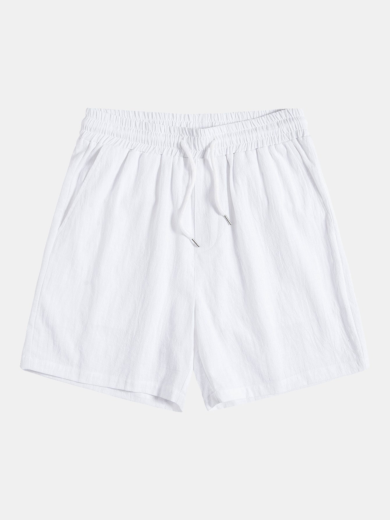 Chemise et short en coton texturé pour homme, col montant.
