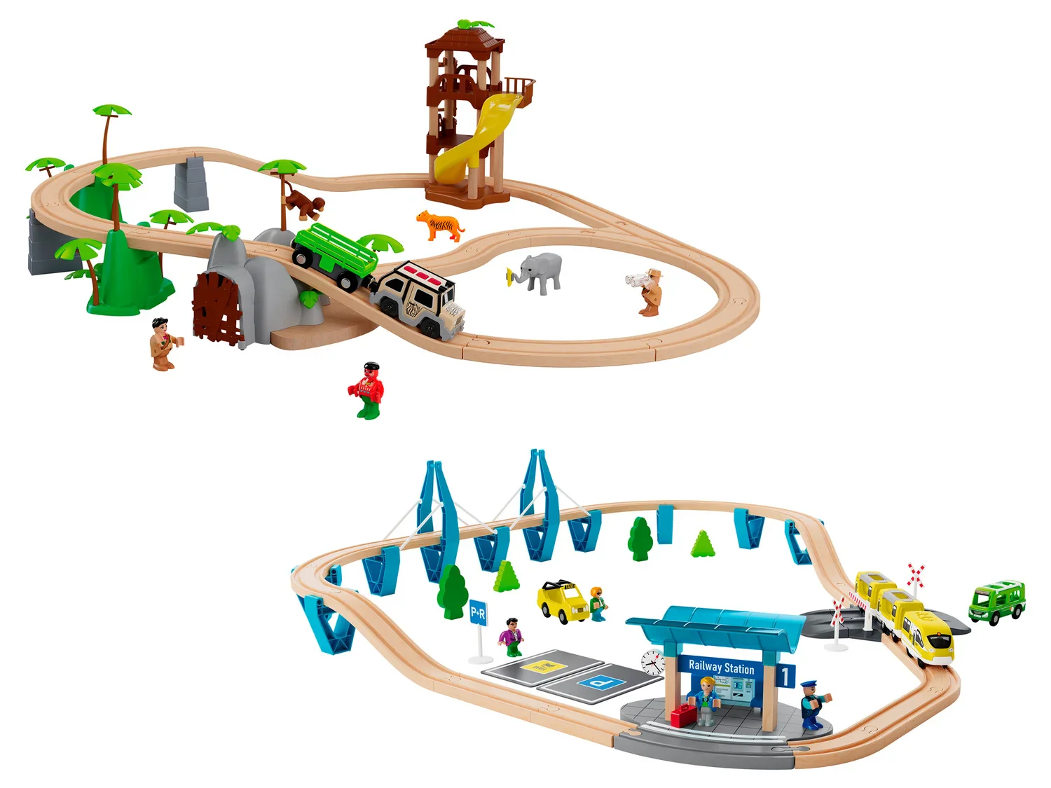 Playtive Set de chemin de train en bois