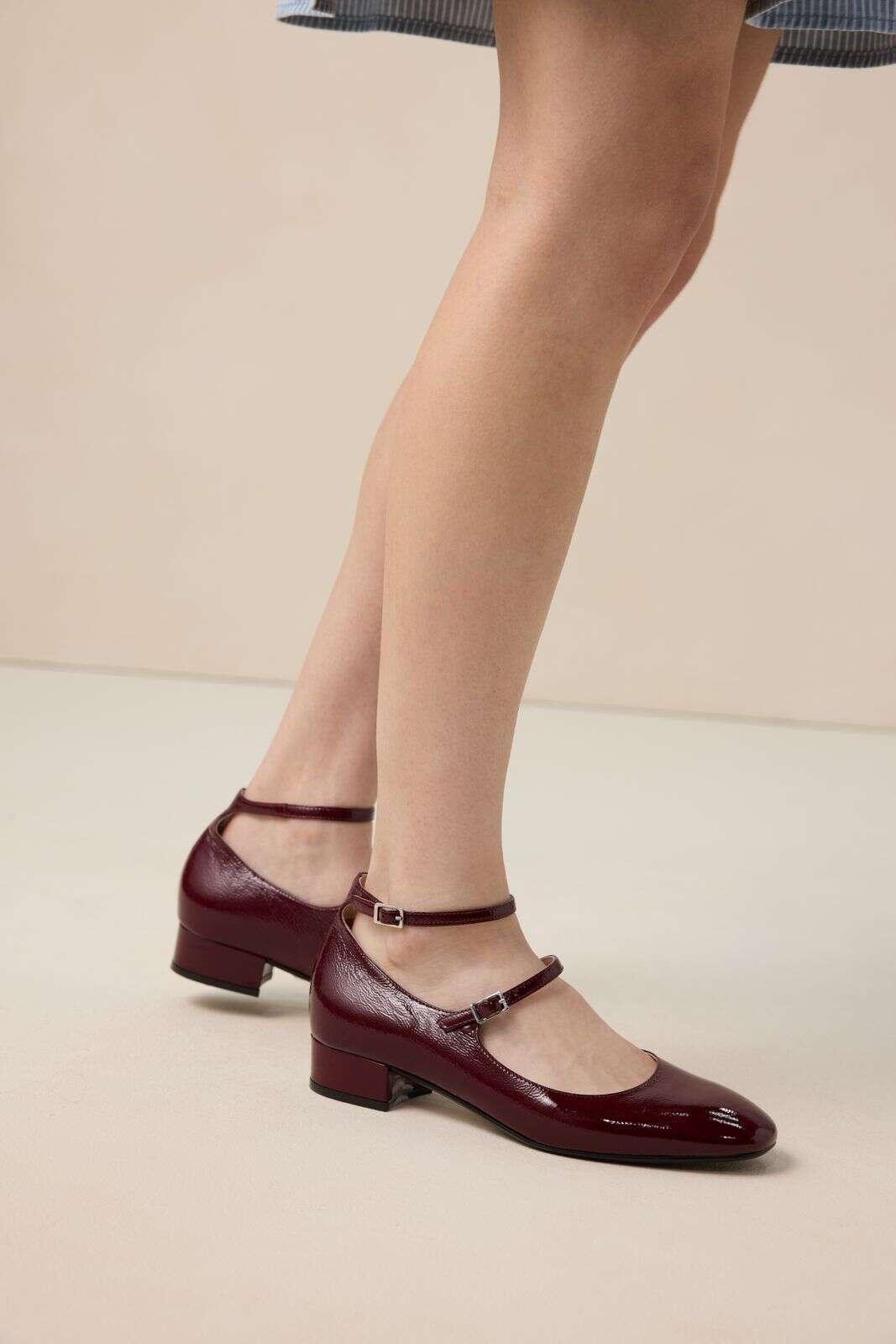 Donkerrode leren mary jane pumps