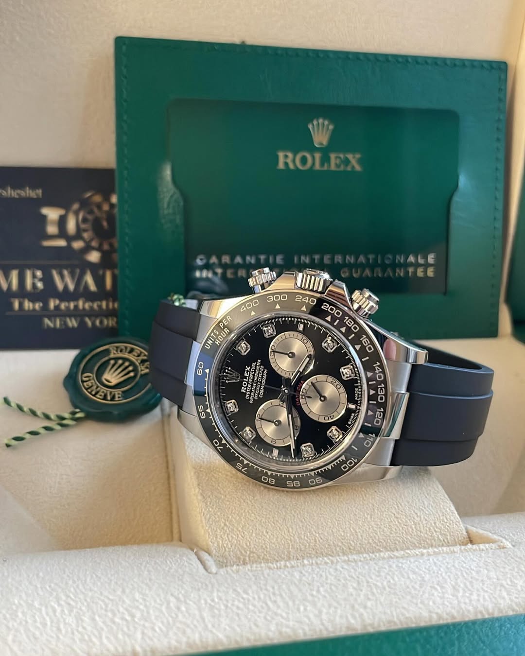 [Super Clone]Daytona White Gold / Ceramic / Black / Diamond-Set / Oysterflex  m126519ln-0004