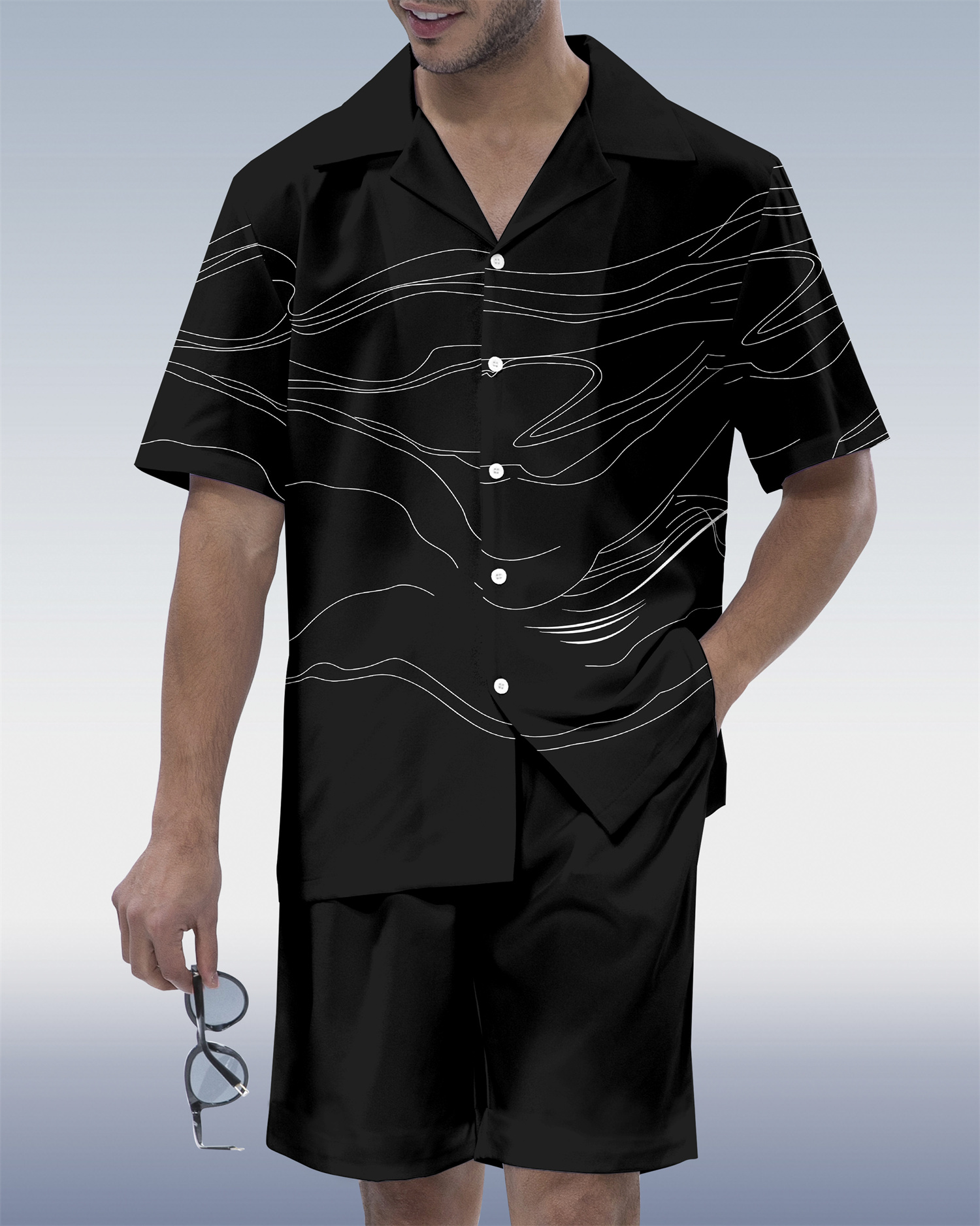 Ensemble de vacances hawaïennes pour hommes Suitmens à manches courtes 099