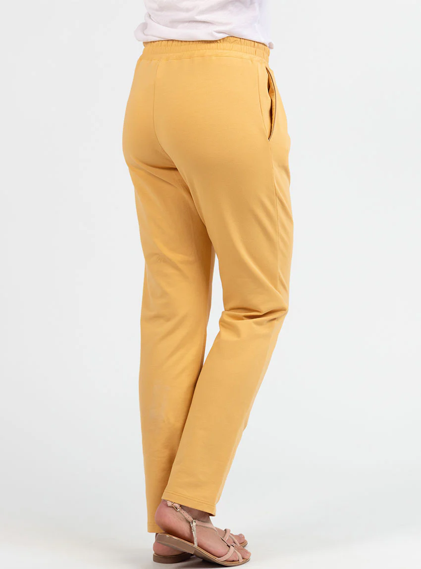 Pantalon femme molleton coton jaune miel