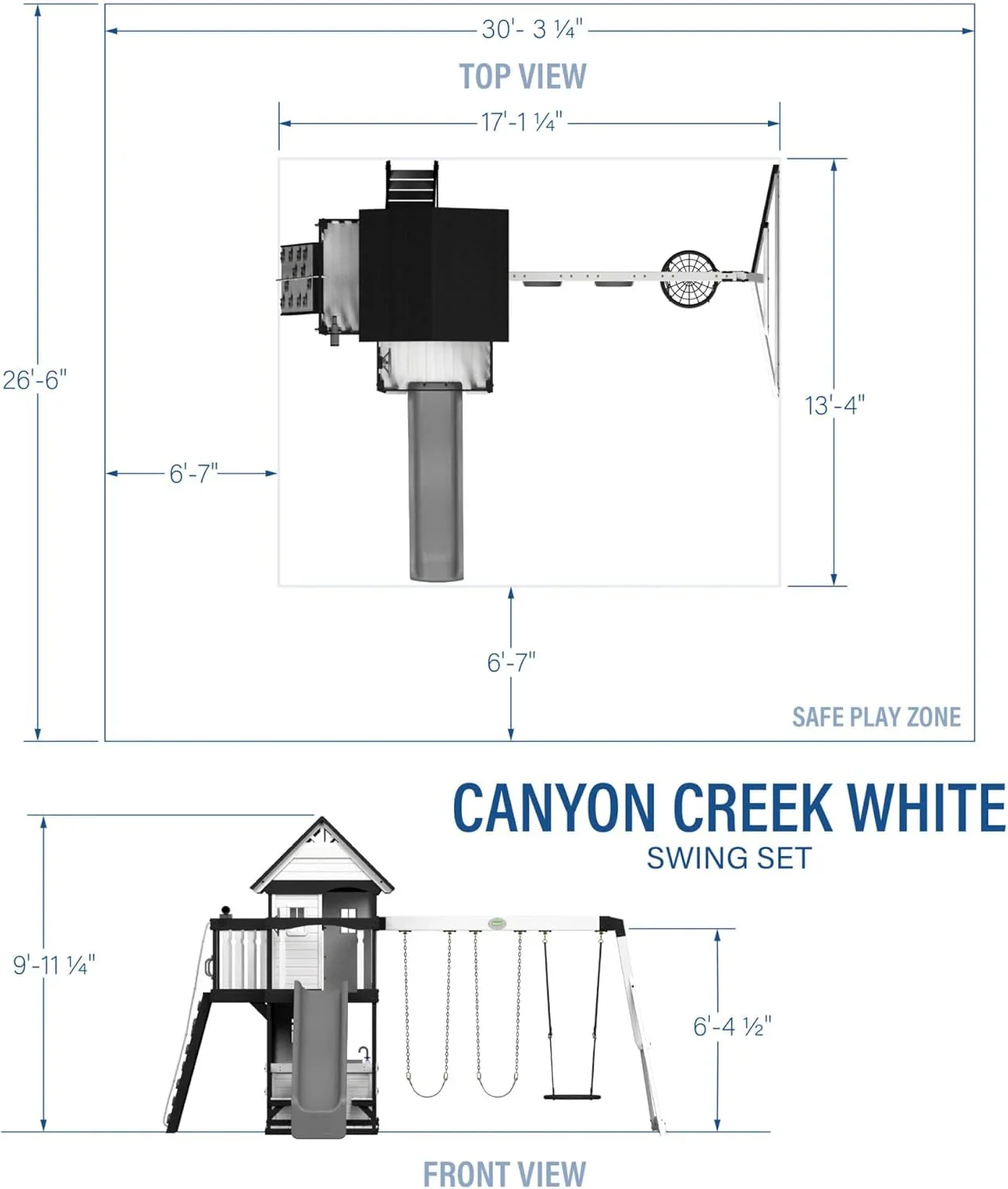 Canyon Creek Cedar Wood Swing Set with Wave Slide, Clubhouse, Play Kitchen, Picnic Area, Belt Swings, Web Swing, Rock Wall, Balconies,…
