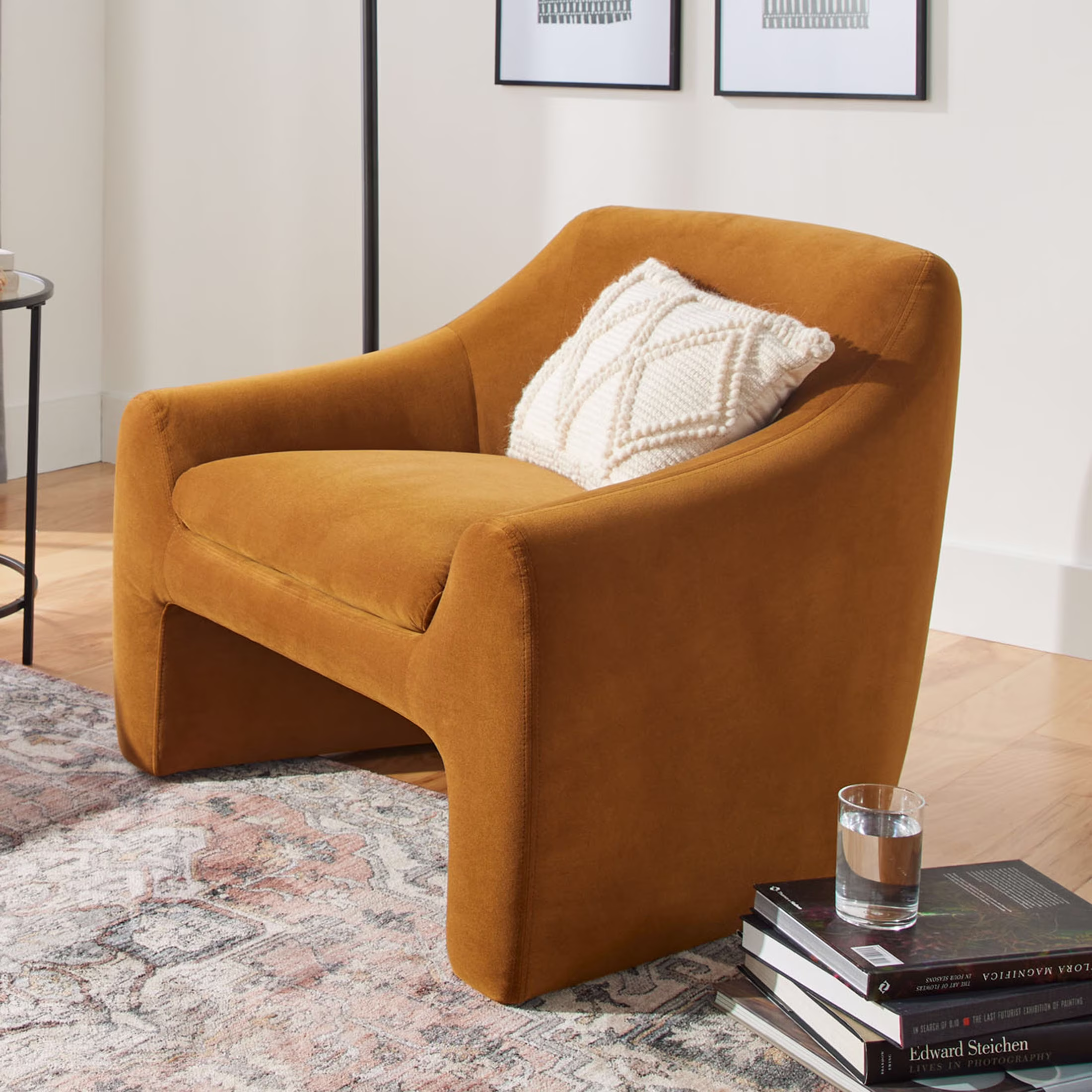 Better Homes & Gardens Emerson Curvy Accent Chair, Truffle Brown Boucle