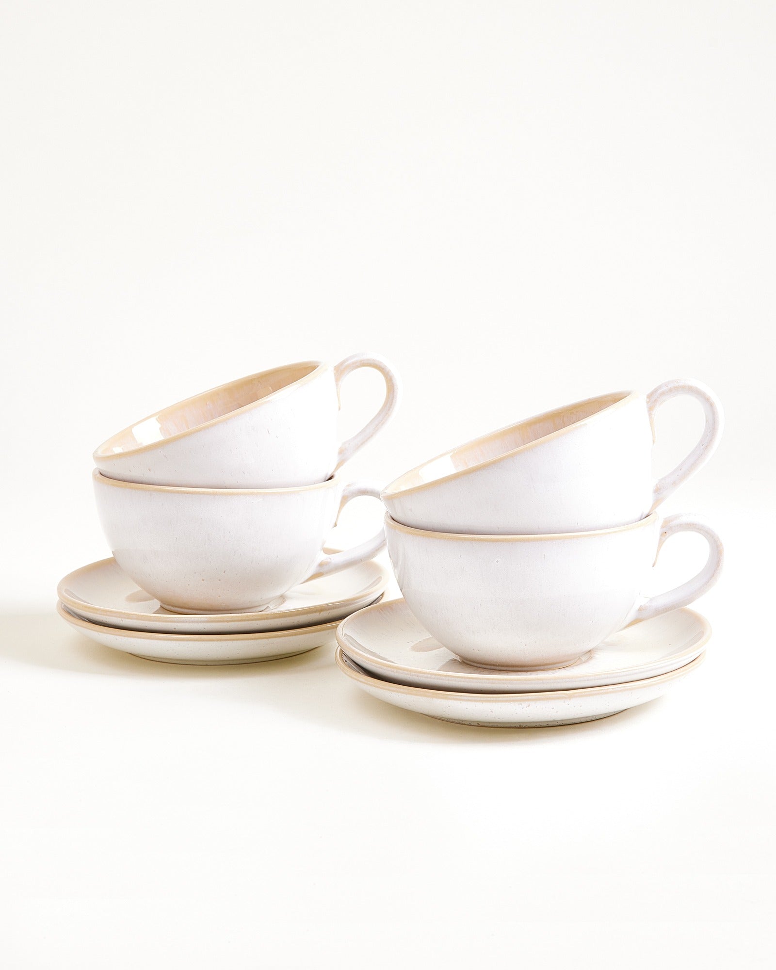 AREIA - LARGE TEA MUG & SAUCER CLASSIC SAND SET OF 4