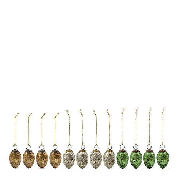 Pack påskedekorasjon i glass 12 stk multi