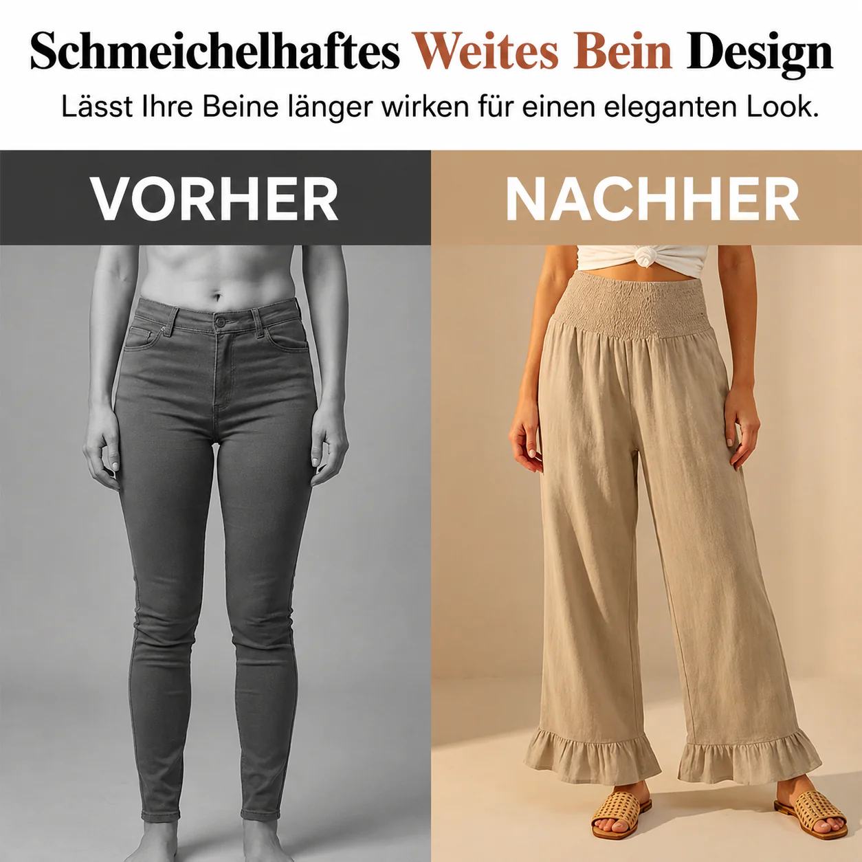 Pantalon large bohème avec ourlet à volants