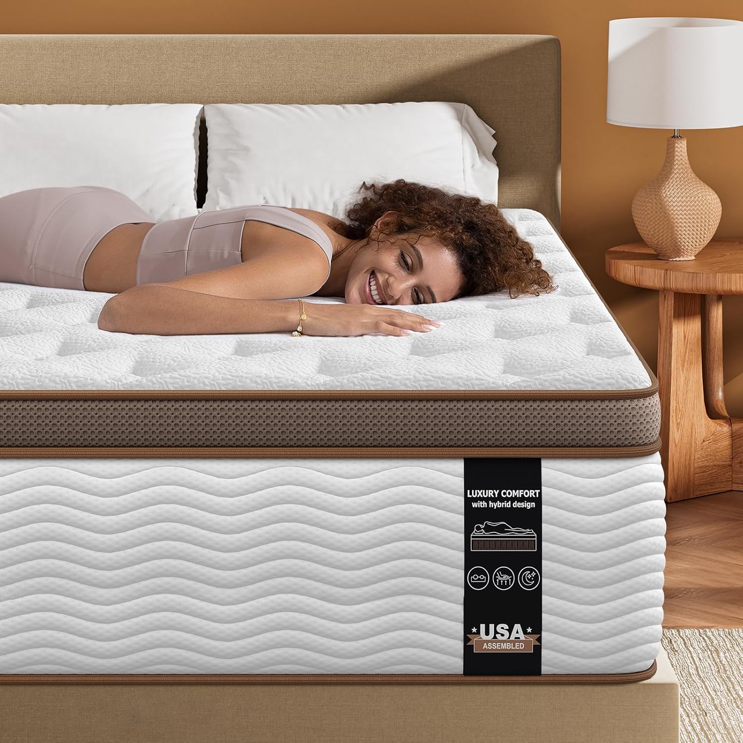 BedStory Queen Mattress 14 Inch - Firm Hybrid Mattress with Orthopedic Spinal Support for Back Pain - 2.0mm Advanced Pocket Spring and Motion Isolation Technology, CertiPUR-US Certified