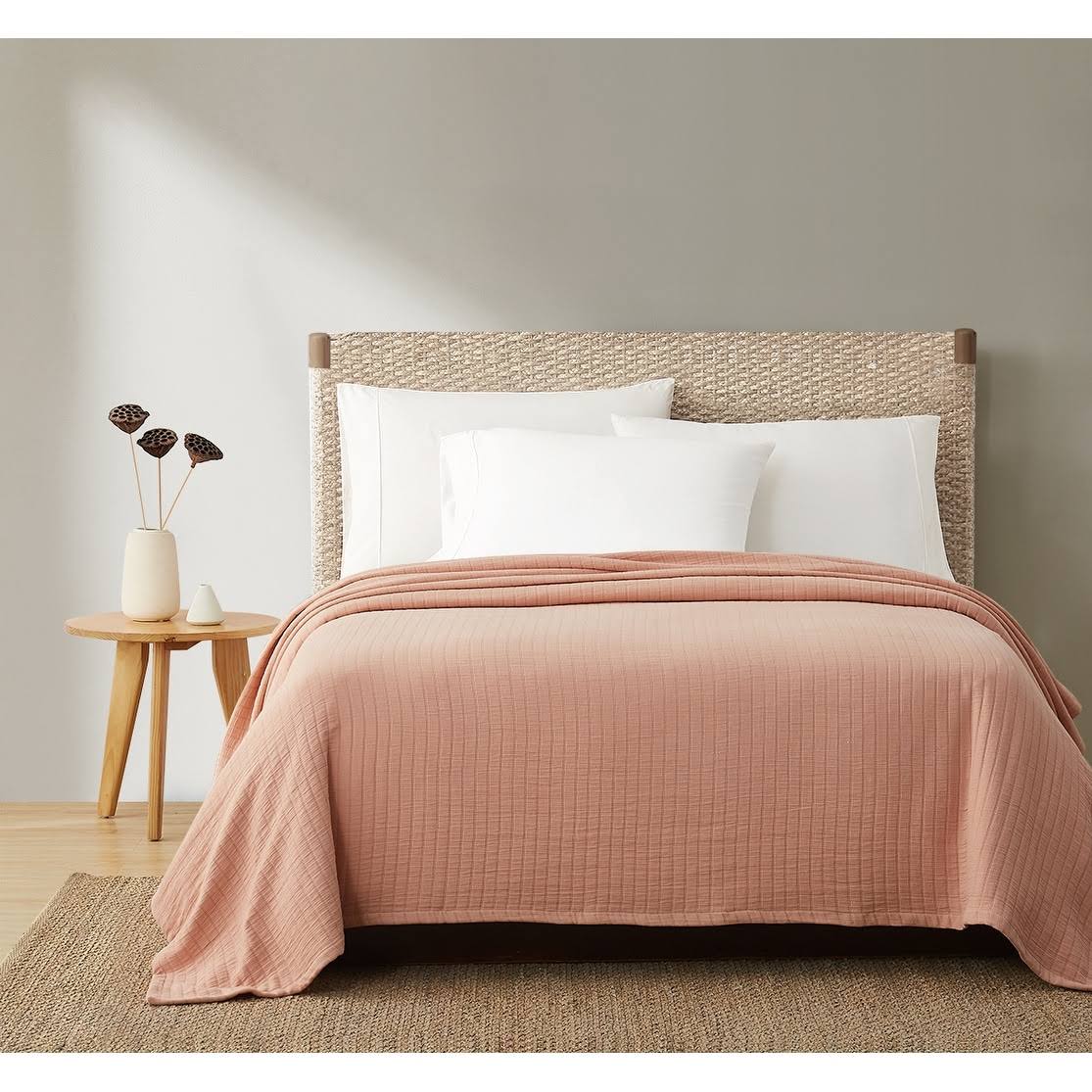 Truly Soft Organic Channel Stitch Blanket - Full/Queen - Blush
