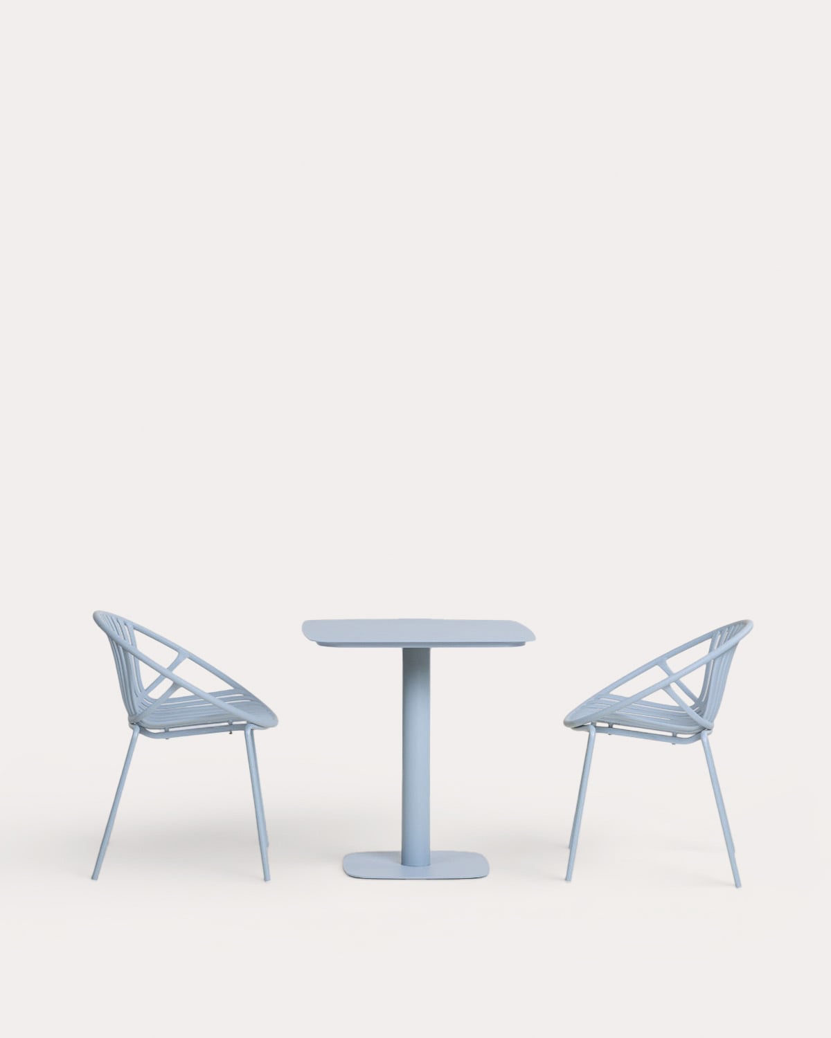 Set Zoilo - Anier - Set de Mesa Cuadrada de Metal (70x70 cm) Zoilo y 2 Sillas de Polipropileno Anier de Exterior
