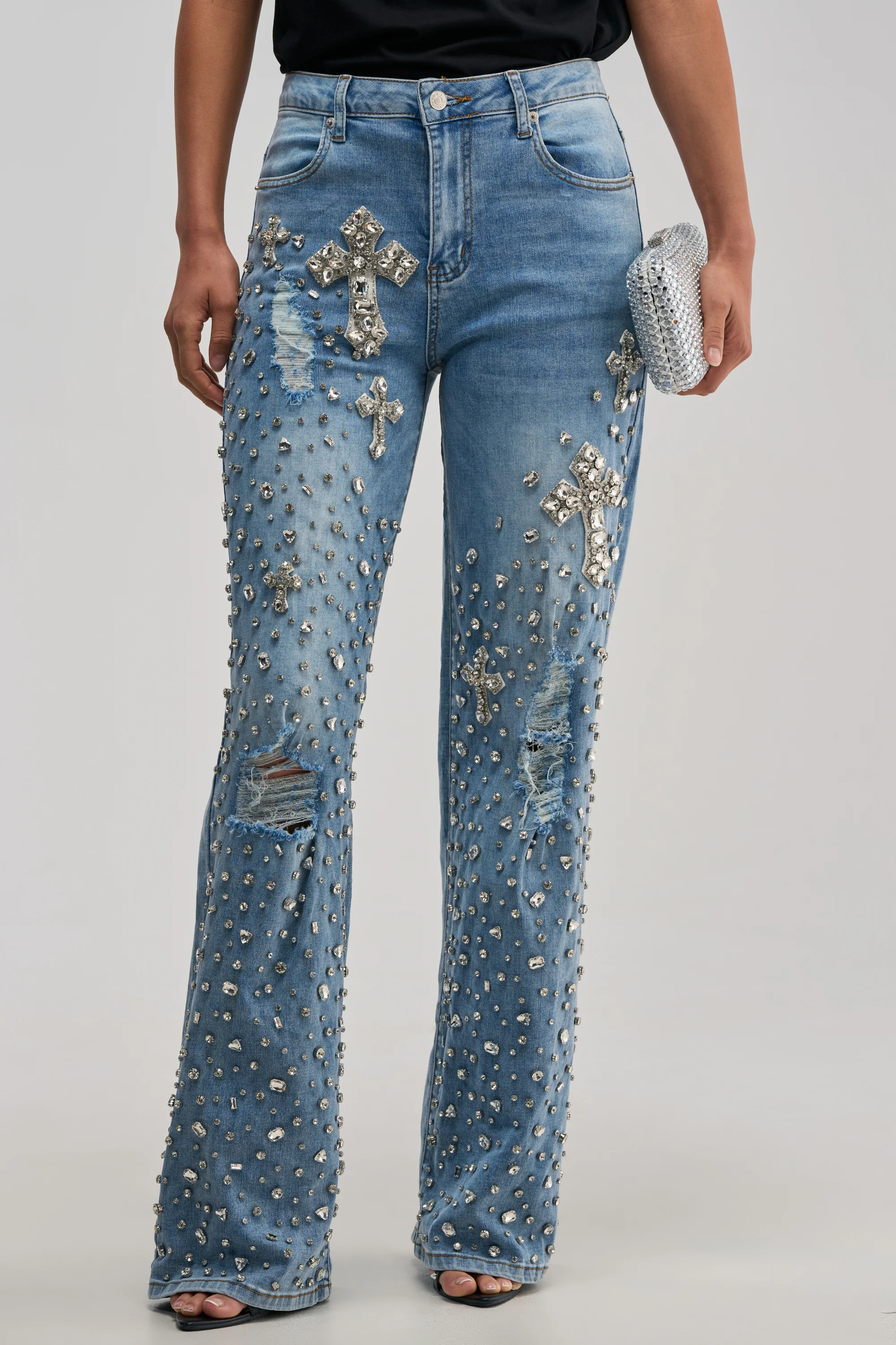 FEELING GRATEFUL RHINESTONE RELAXED DENIM - Akira Store