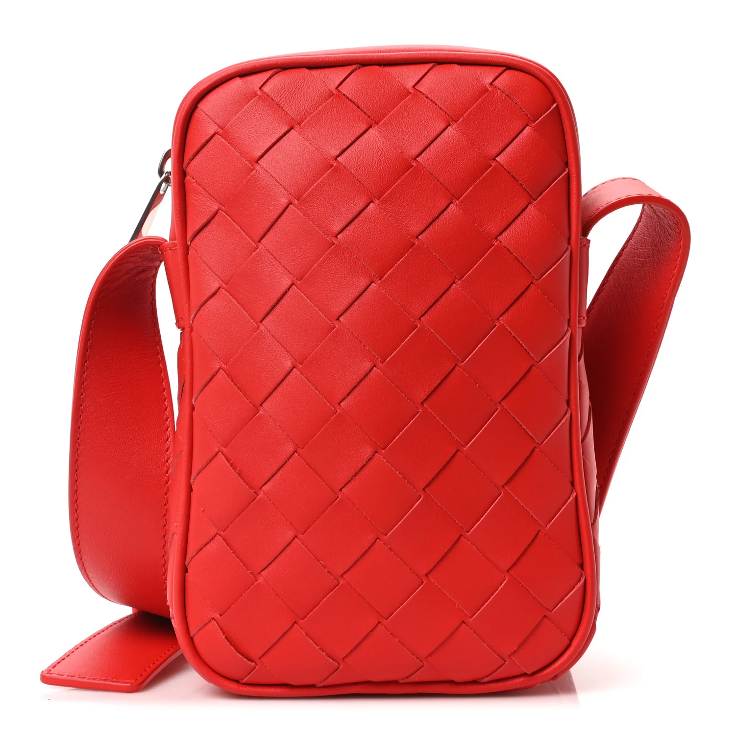 Nappa Intrecciato Phone Case Crossbody Bag Redstone