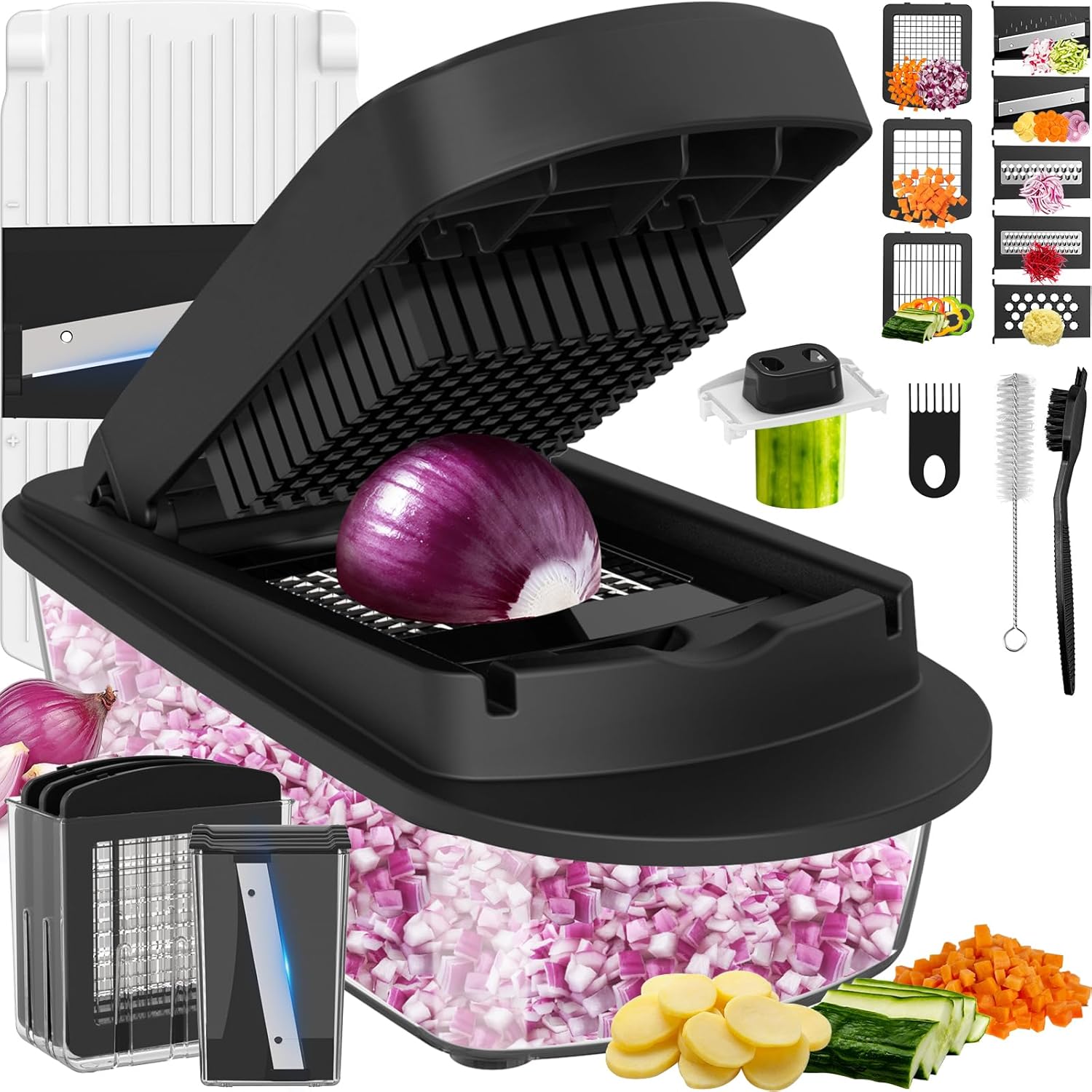 Ukeetap 8-Blade Cook Tool & Gadget Sets, Chopper Slicer Grater Set, White
