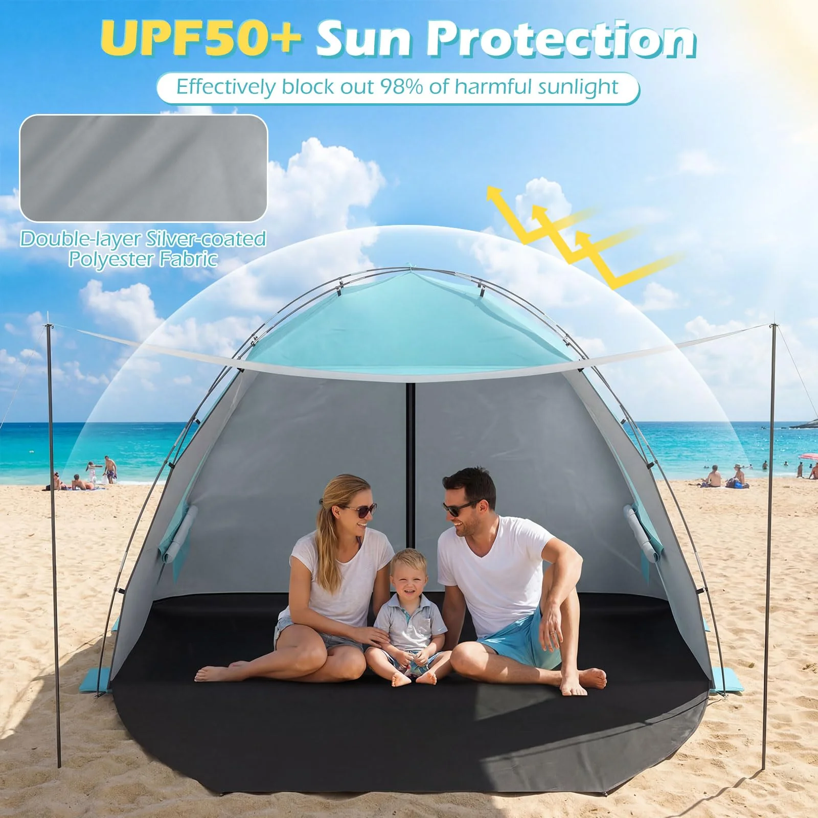 Tangkula 3/4/5/6 Person Pop Up Beach Tent with Canopy