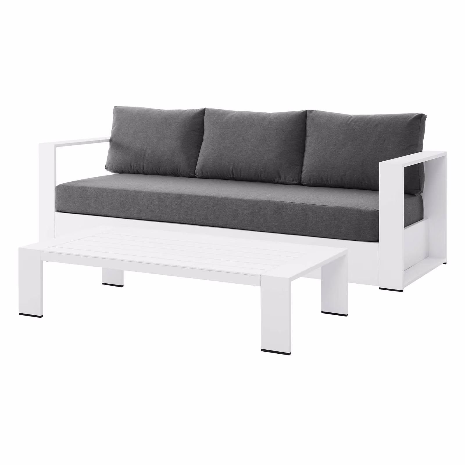 Lounge Sofa Table Set, Grey Gray, Aluminum, Metal, Fabric, Modern Contemporary, Outdoor Patio Balcony Cafe Bistro Garden Furniture Hotel Hospitality(Gray Charcoal) - Image 7