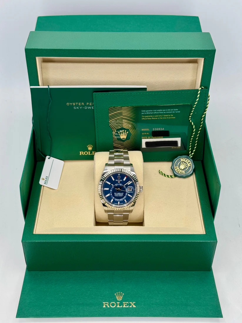 [Super Clone]RLX  Sky-Dweller 42mm Stainless Steel Blue Dial Oyster - 336934
