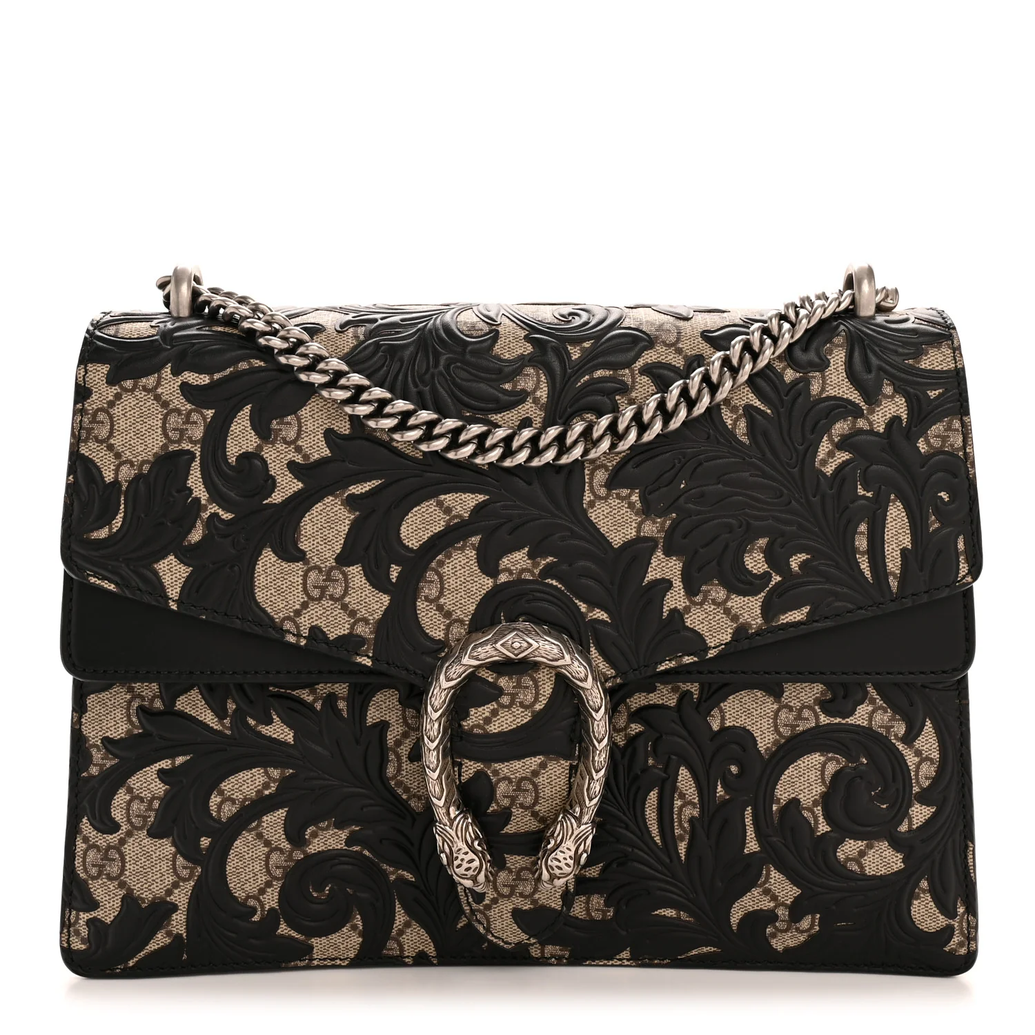 GG Supreme Monogram Arabesque Medium Dionysus Shoulder Bag Black