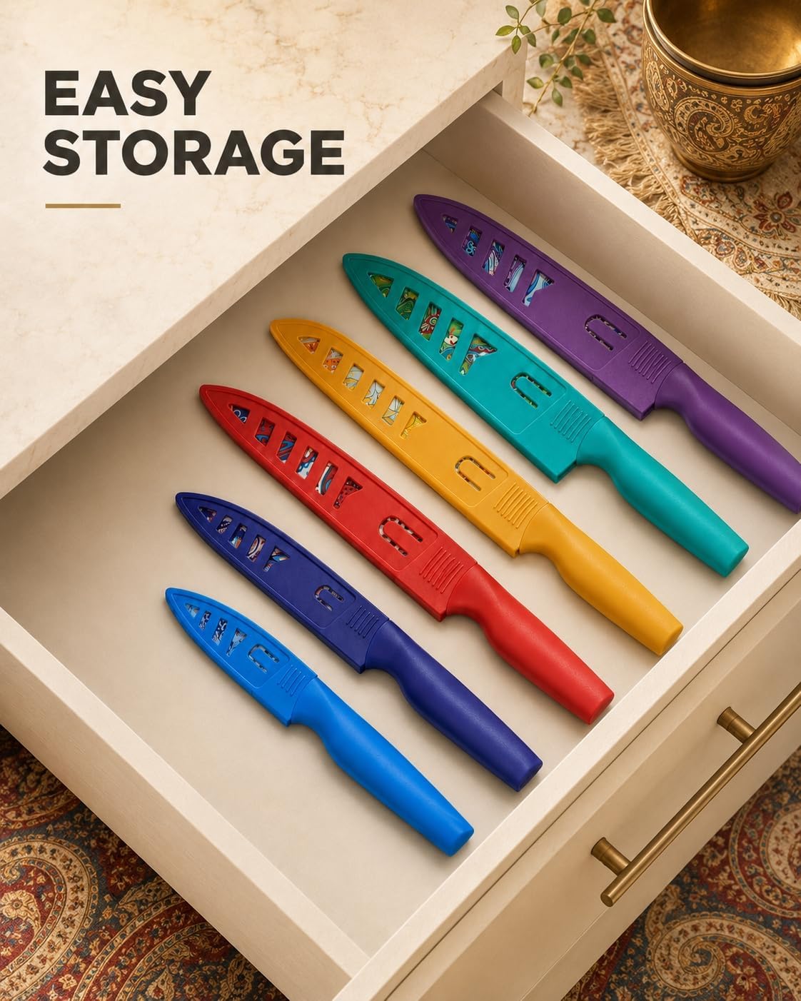 Astercook Paisley Pattern Knife Set with Cover