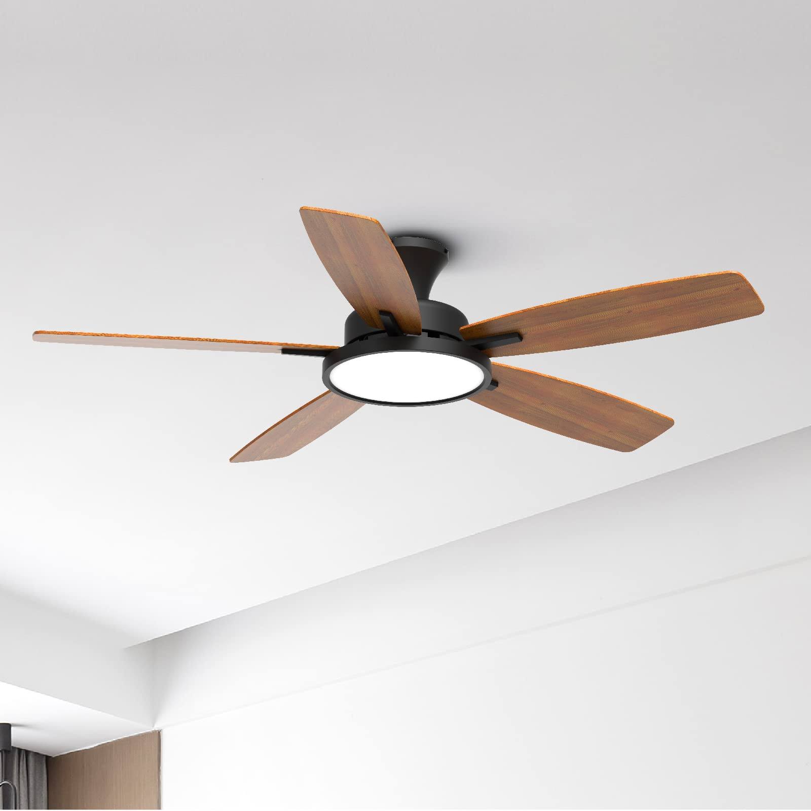 TALOYA 52 inch Ceiling Fans with Lights,Remote Control Multifunctional Quiet Fan with Three Color Temperature and Dimmable Light with Reversible