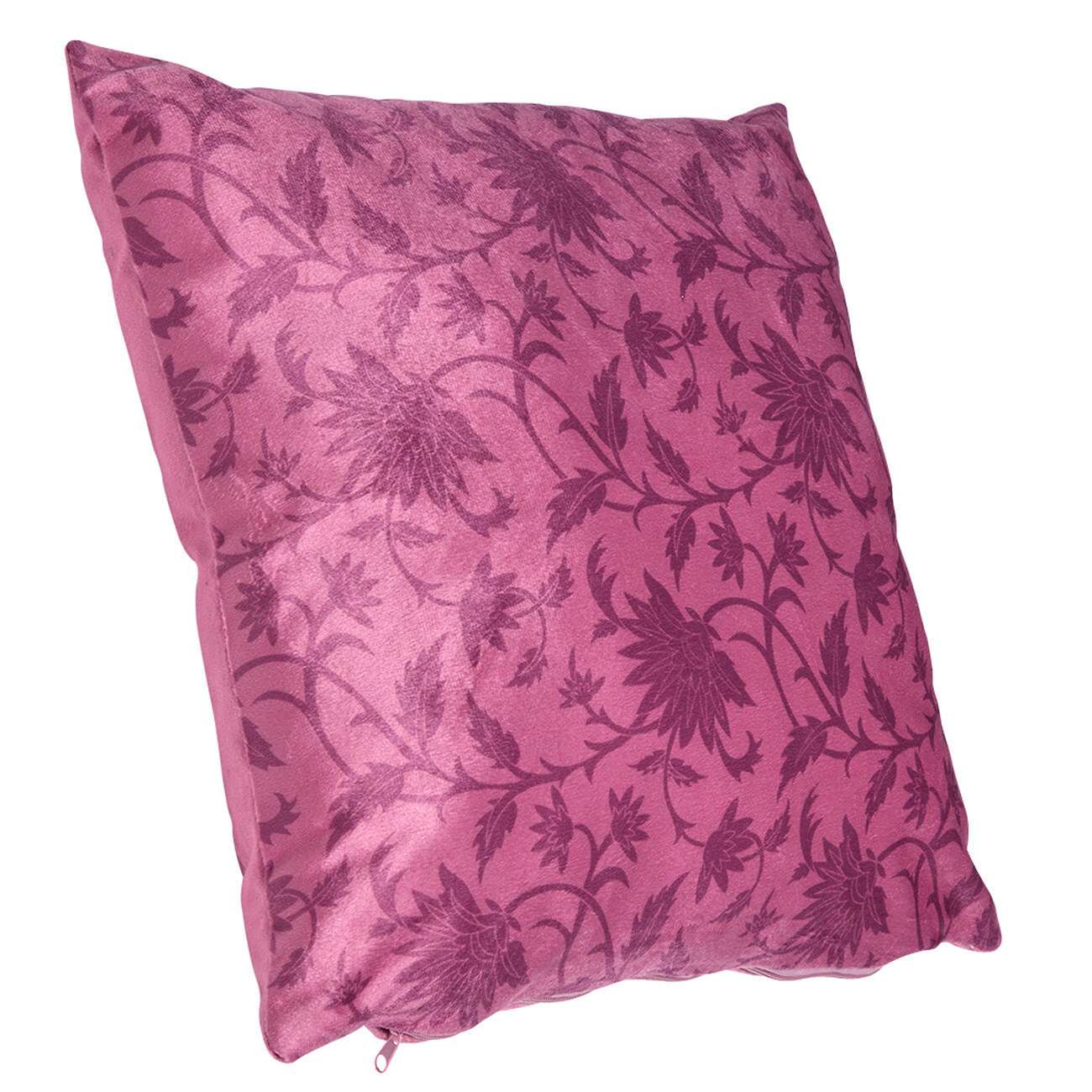 Housse de coussin vieux rose motif végétal
