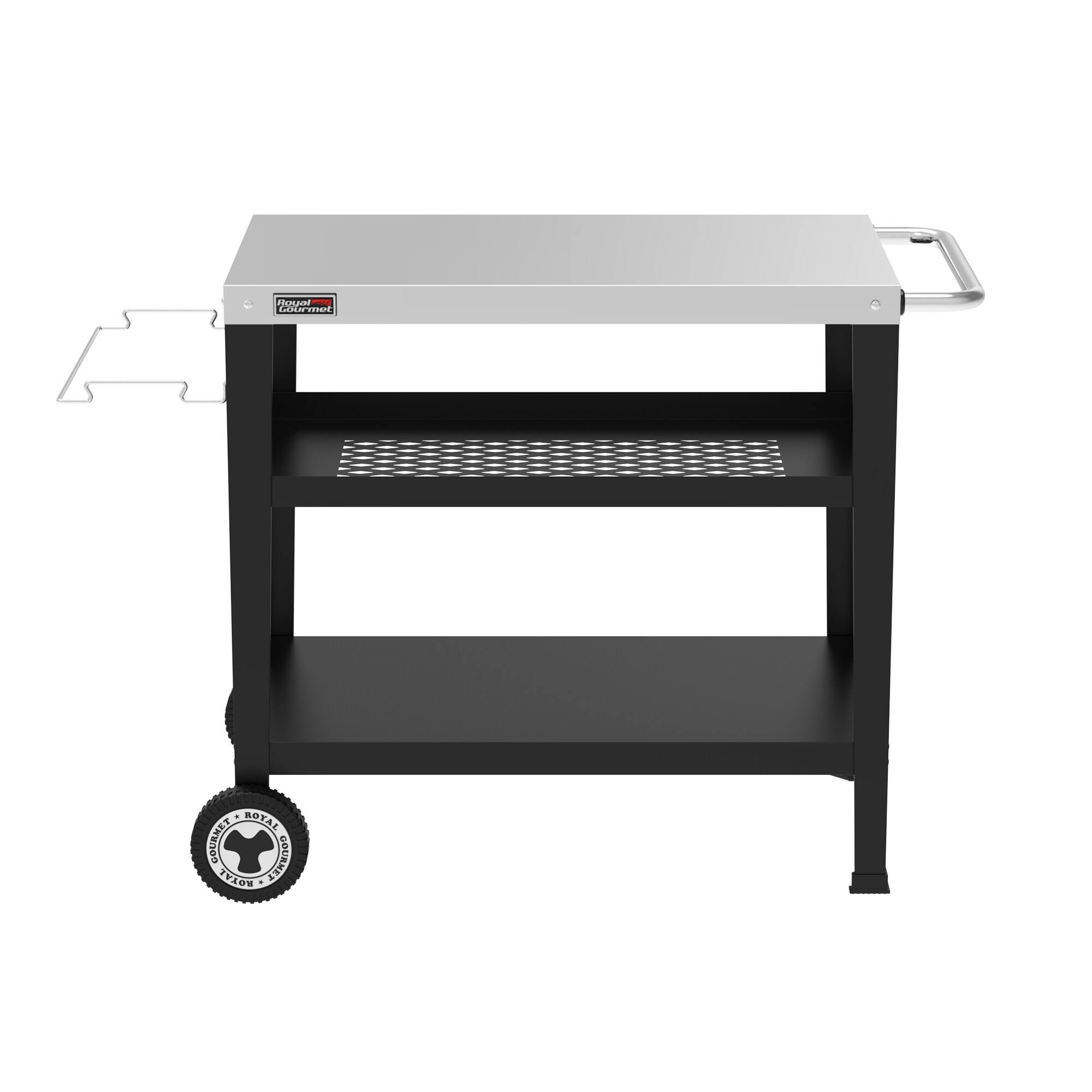 Royal Gourmet PC3404S Movable 3-Shelf Grill Table with Removable Trash Bag Holder