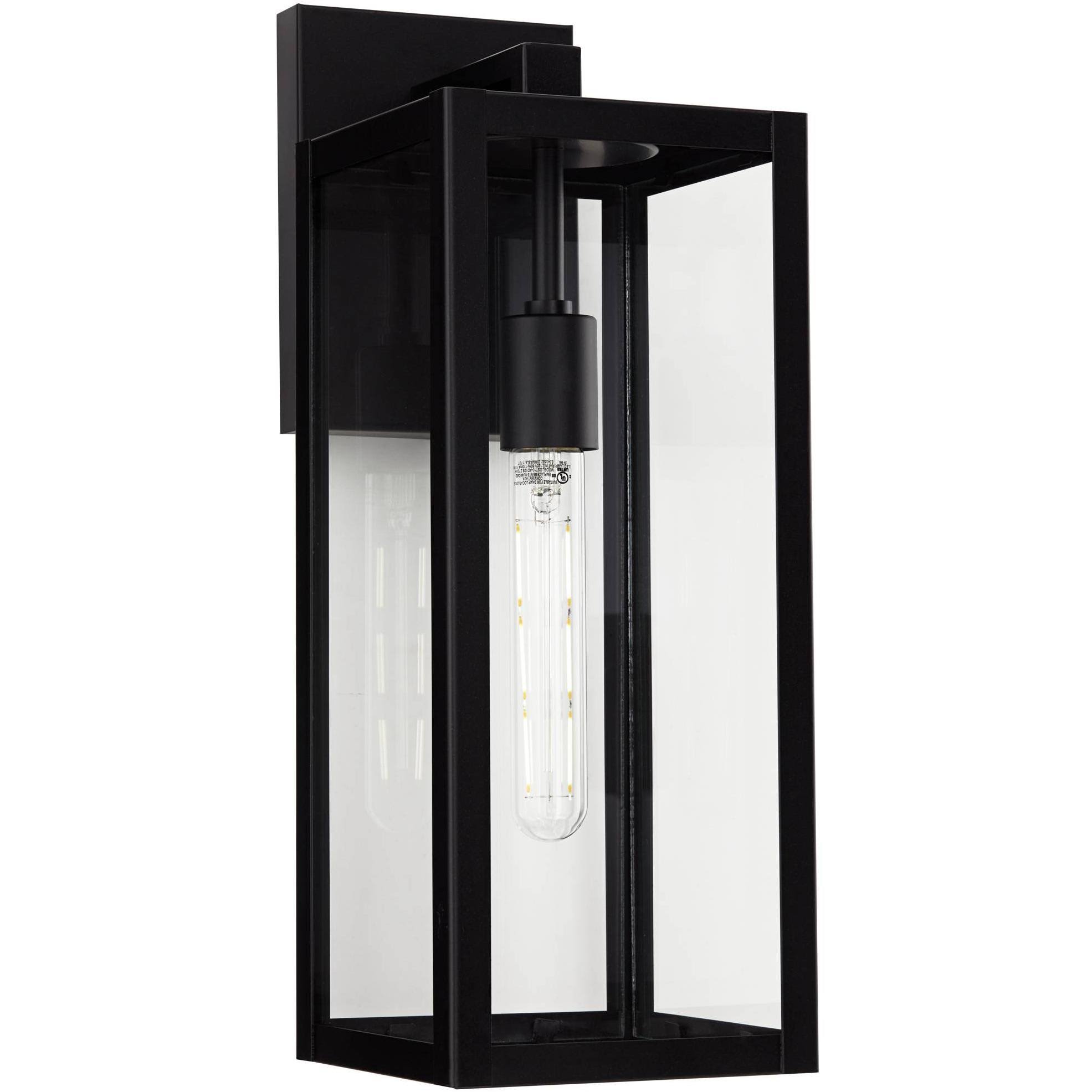 John Timberland Modern Industrial Outdoor Wall Light Fixture Mystic Black 17