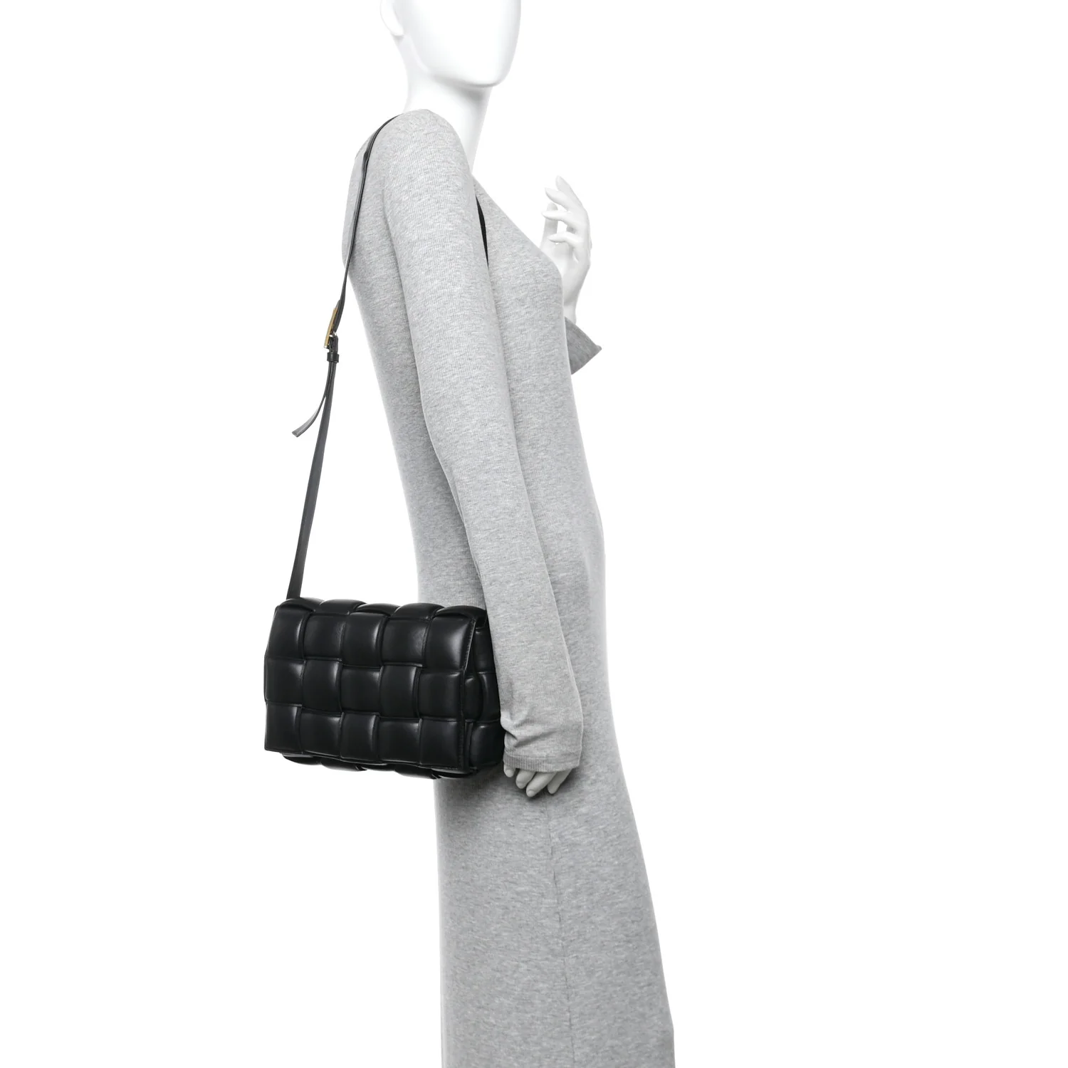 Nappa Maxi Intreccio Padded Cassette Crossbody Bag Black