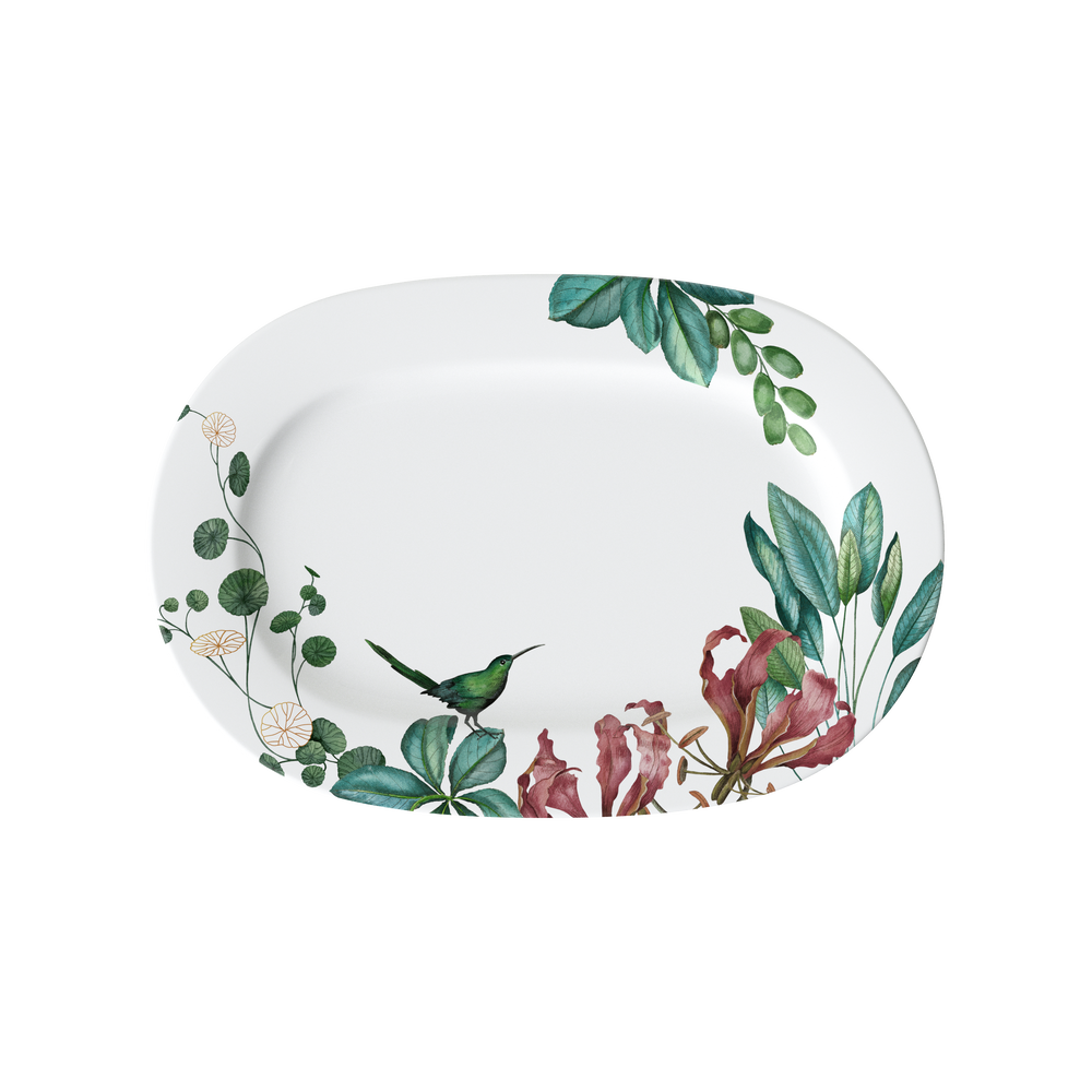 Avarua Serving Platter - Multi-colored, 16.3'' x 11.3'', Premium Bone Porcelain