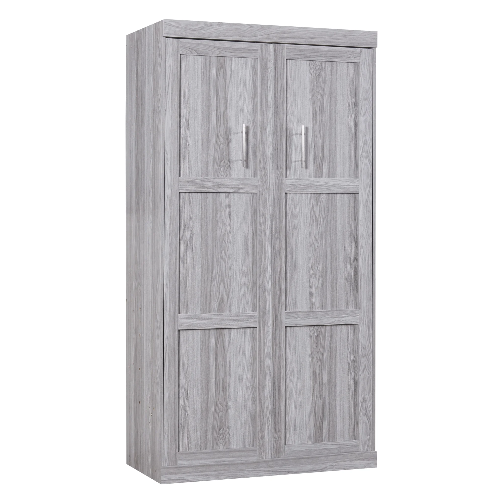 Pine Wood Twin Size Murphy Bed, Convertible Wall Bed into A Cabinet, Gray(Twin/Cabinet) - Image 6