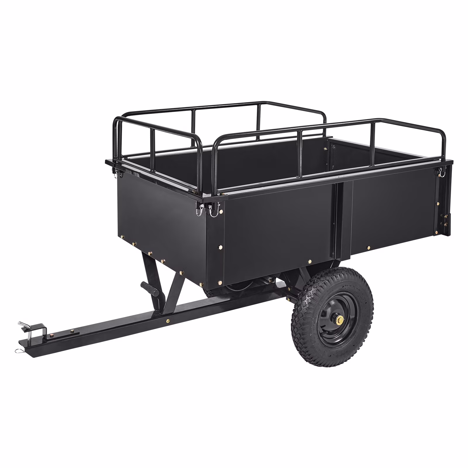 KFFKFF Dump Trailer Tow Behind Dump Cart 15 Cu. Ft. 750 lb Heavy Duty ATV Trailer Steel Dump Cart, Steel Construction Garden Utility Trailer with Removable Sides
